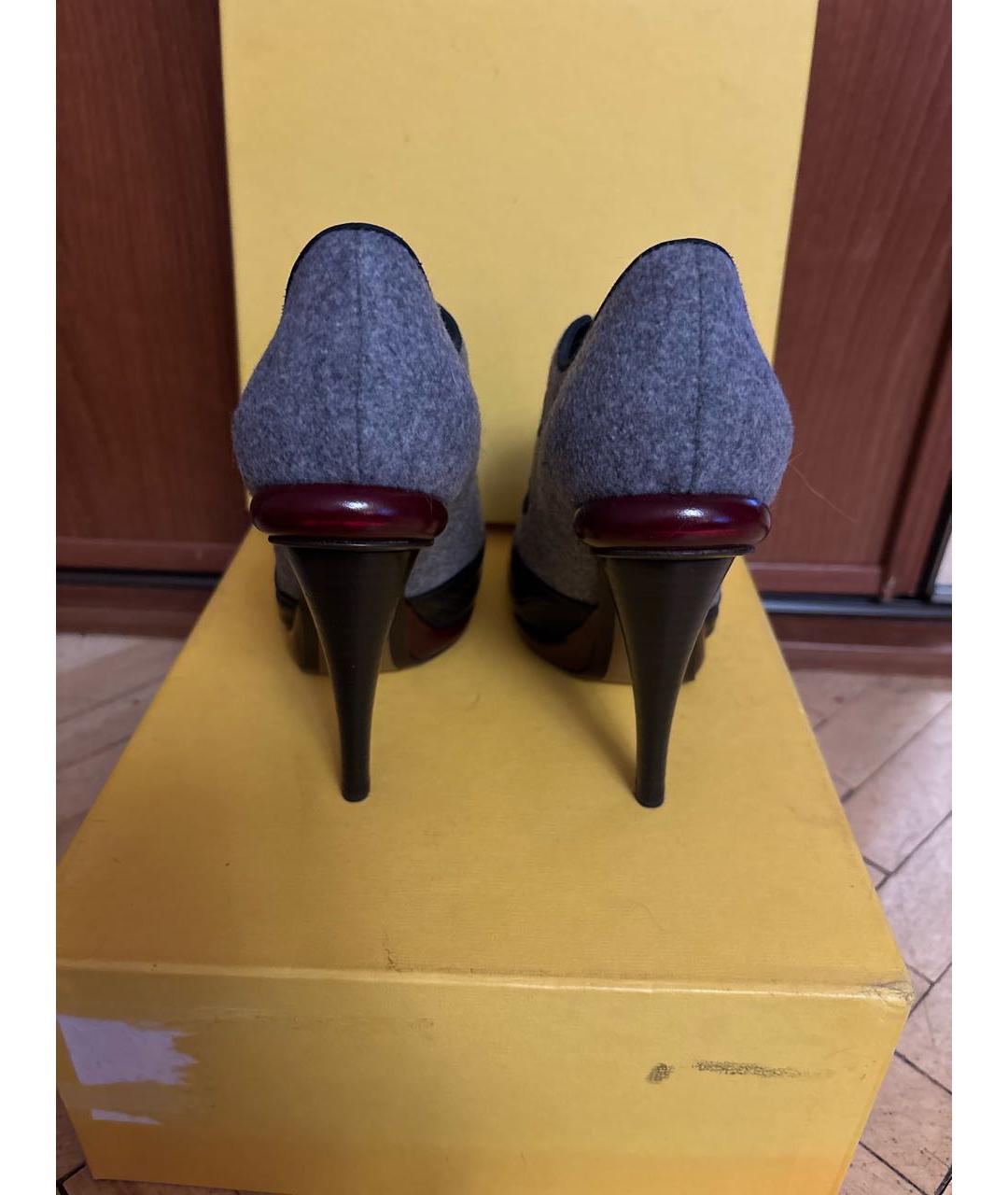 FENDI Серые кожаные ботильоны, фото 3