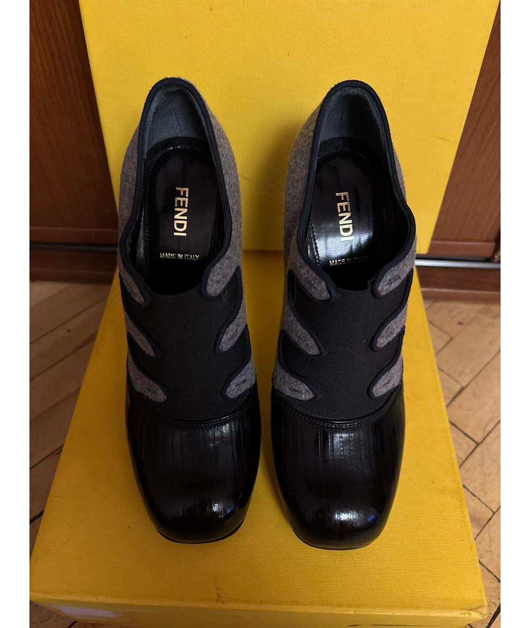 FENDI Серые кожаные ботильоны, фото 2