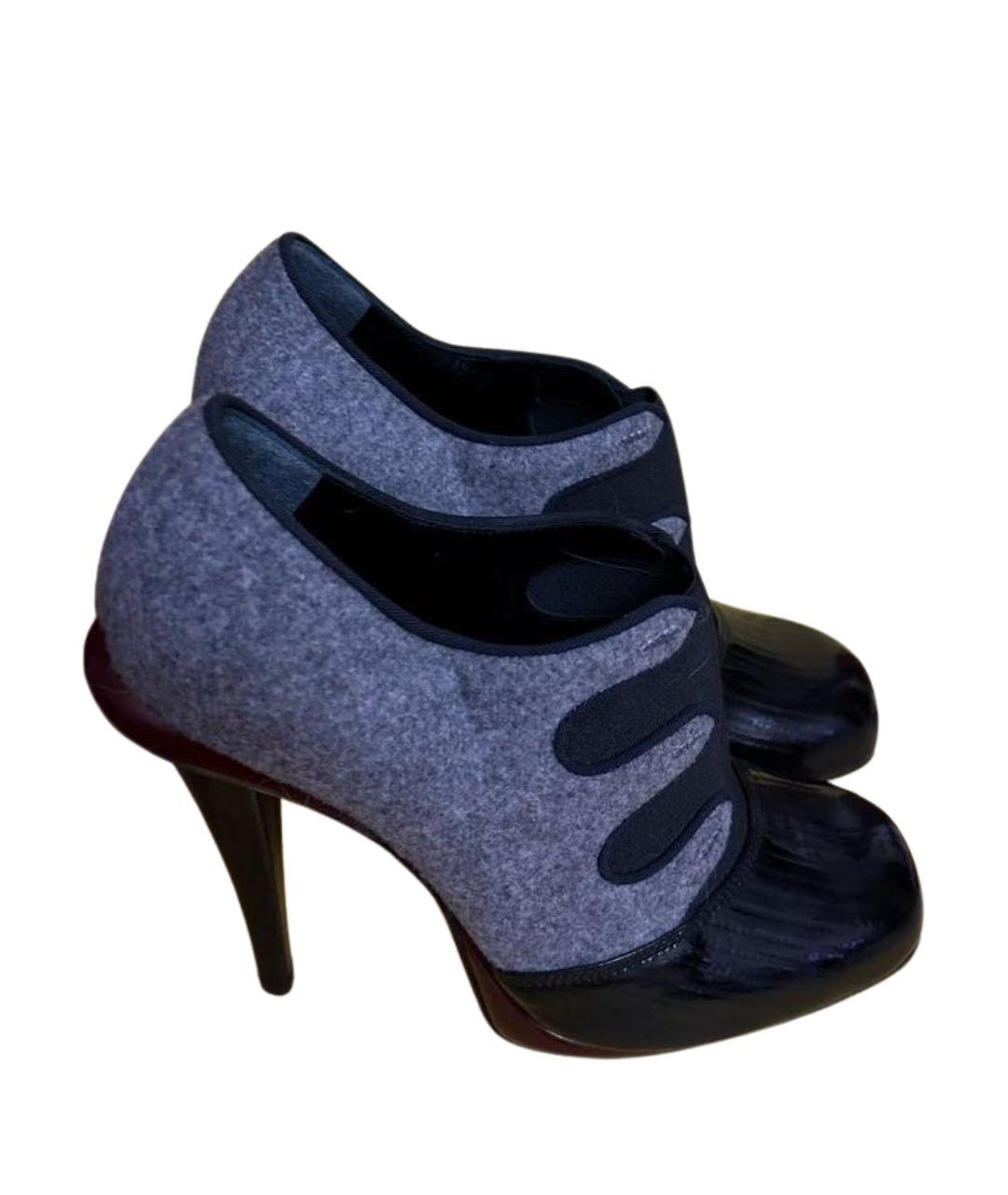 FENDI Серые кожаные ботильоны, фото 1