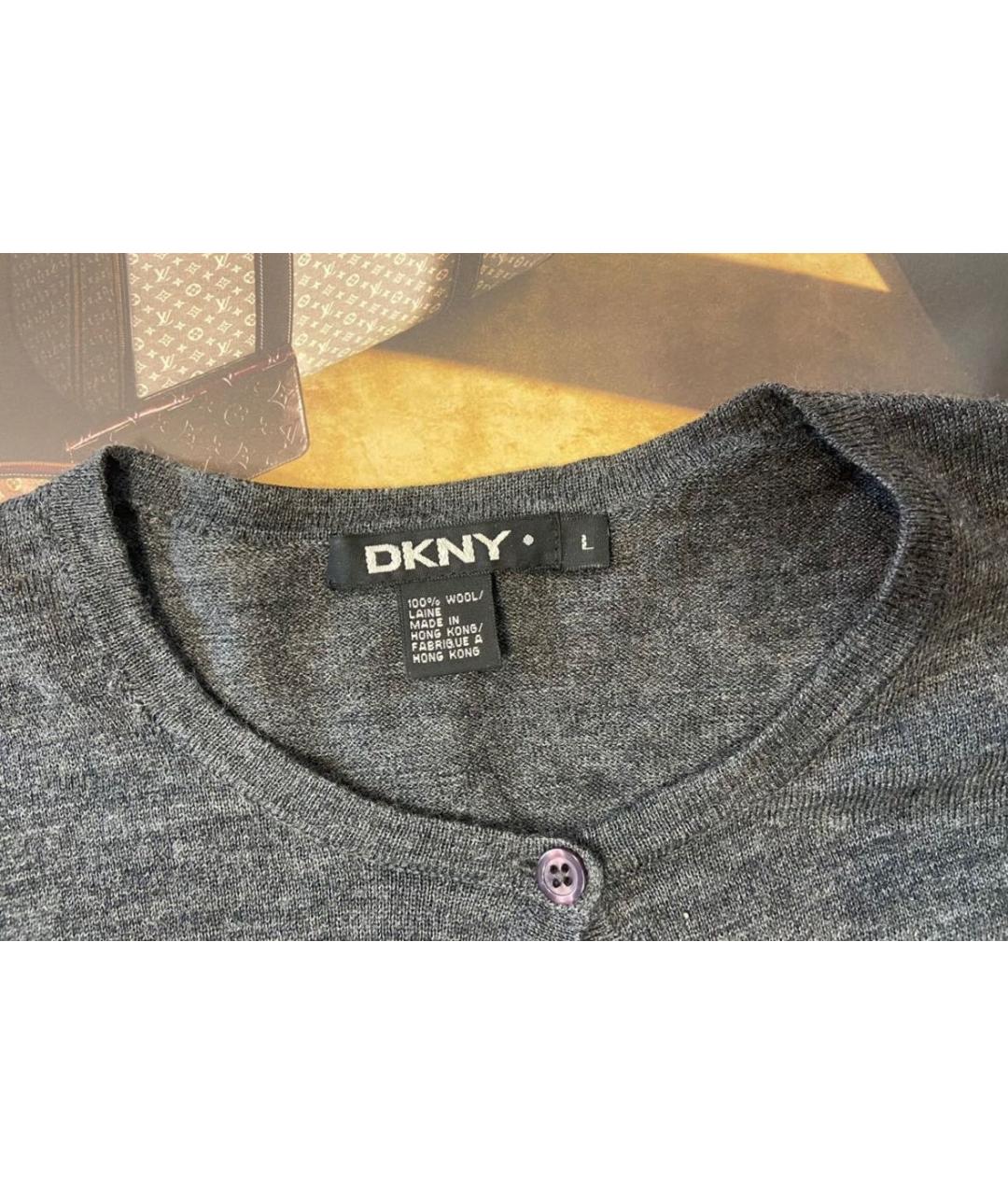 DKNY Серый шерстяной кардиган, фото 5