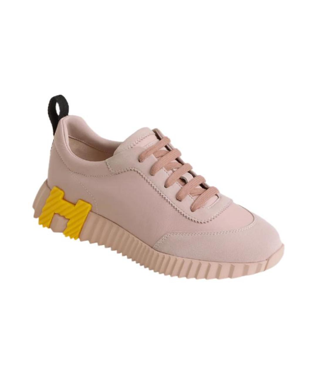 HERMES Розовые кожаные кроссовки, фото 3