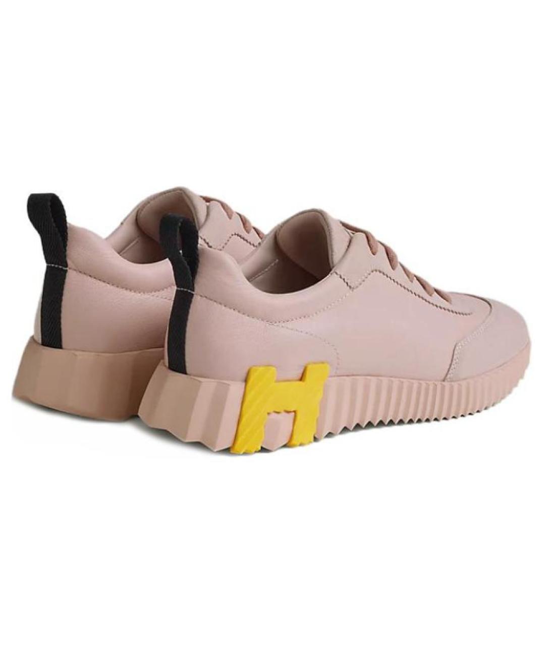 HERMES Розовые кожаные кроссовки, фото 4