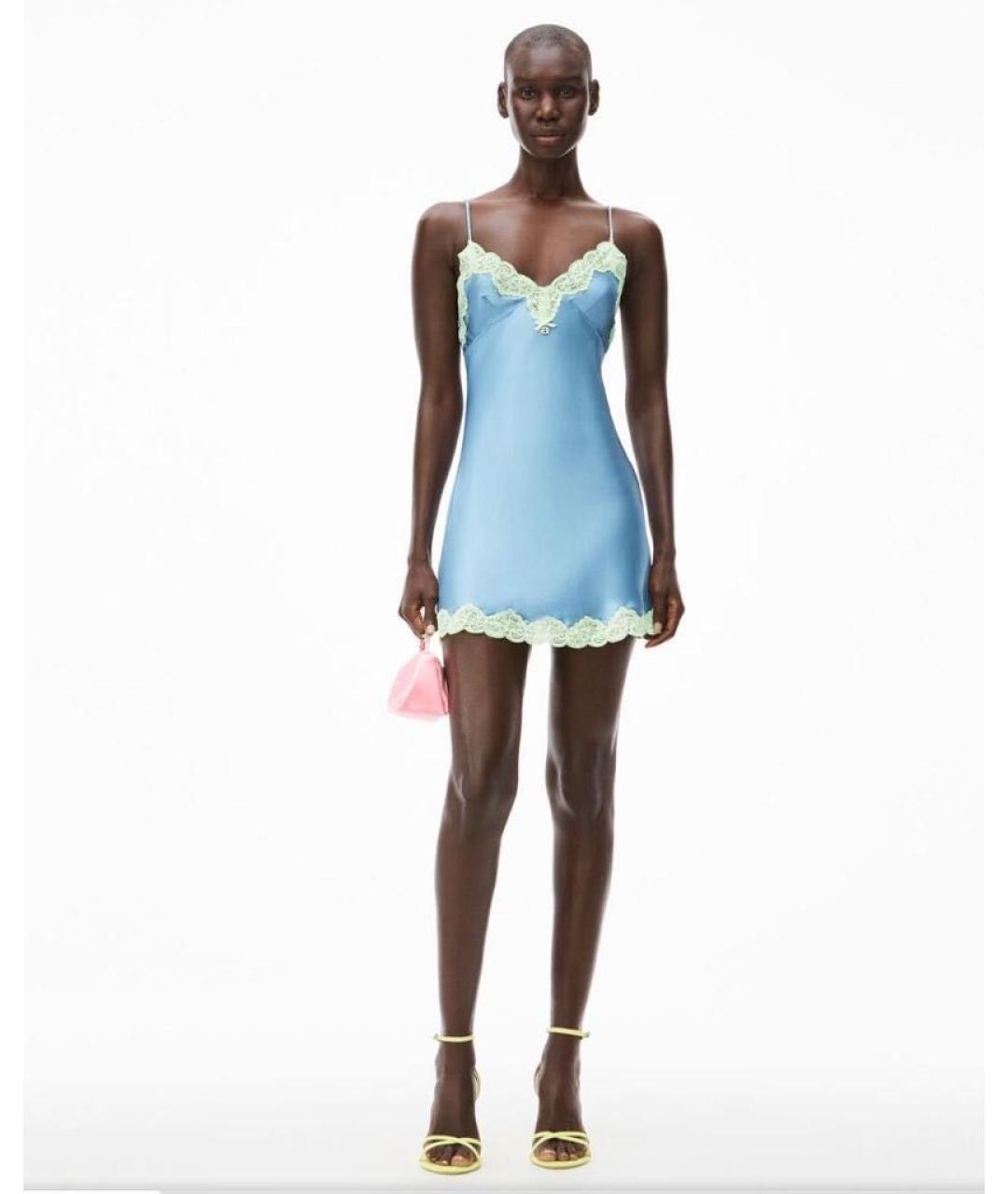 ALEXANDER WANG Голубое шелковое коктейльное платье, фото 6