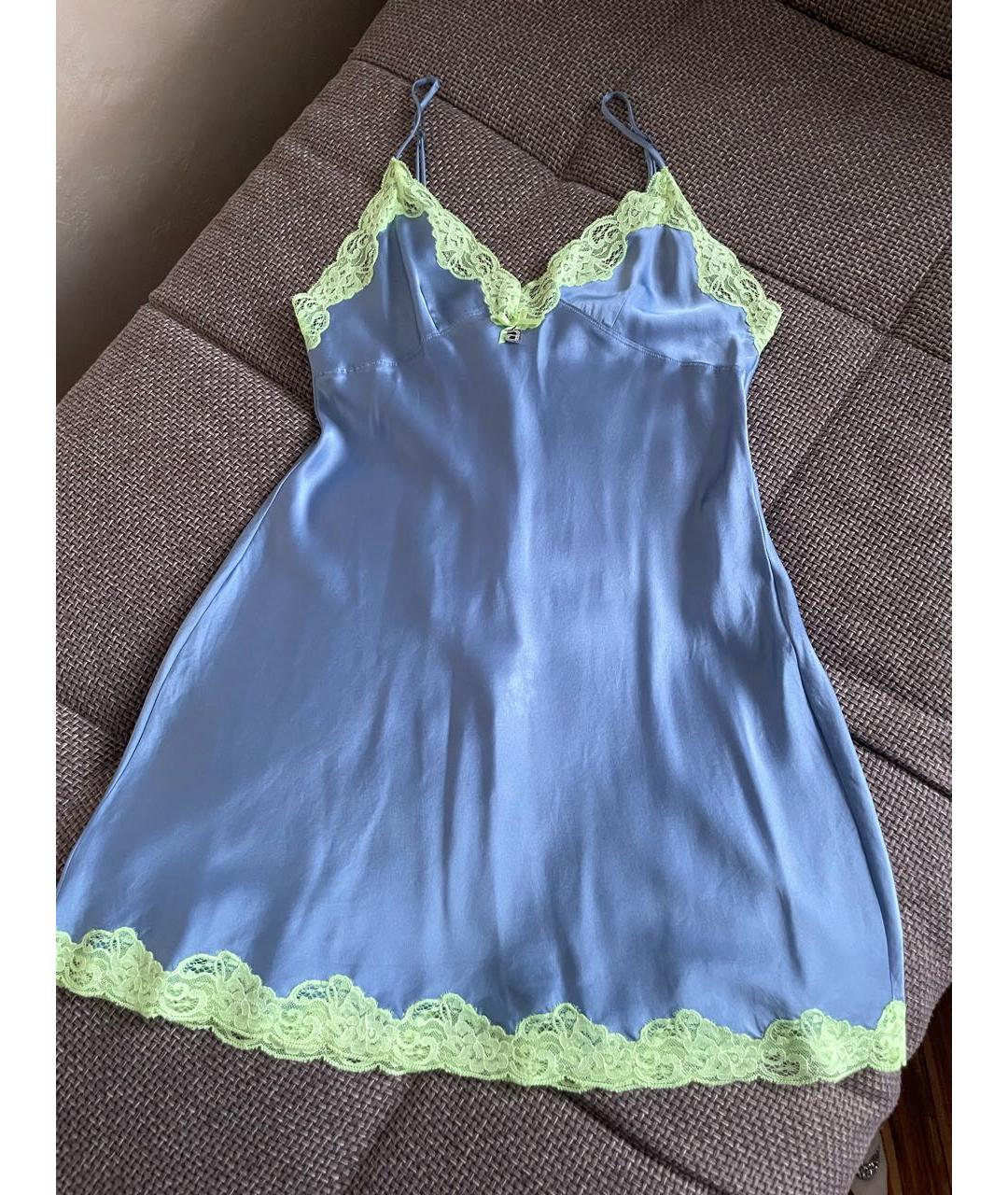 ALEXANDER WANG Голубое шелковое коктейльное платье, фото 7