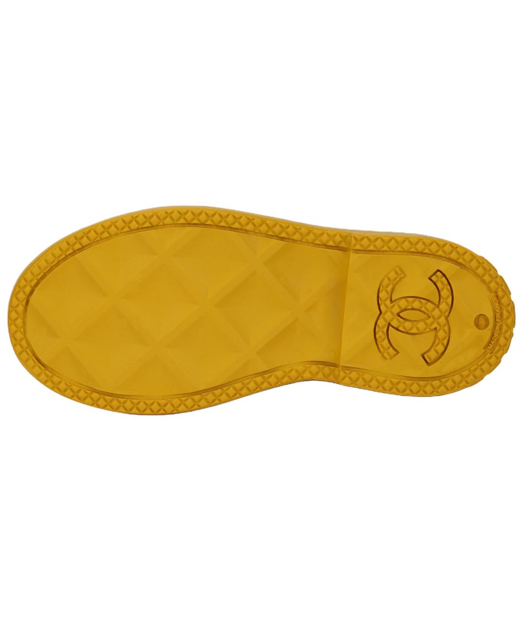 CHANEL Желтые резиновые ботинки, фото 4