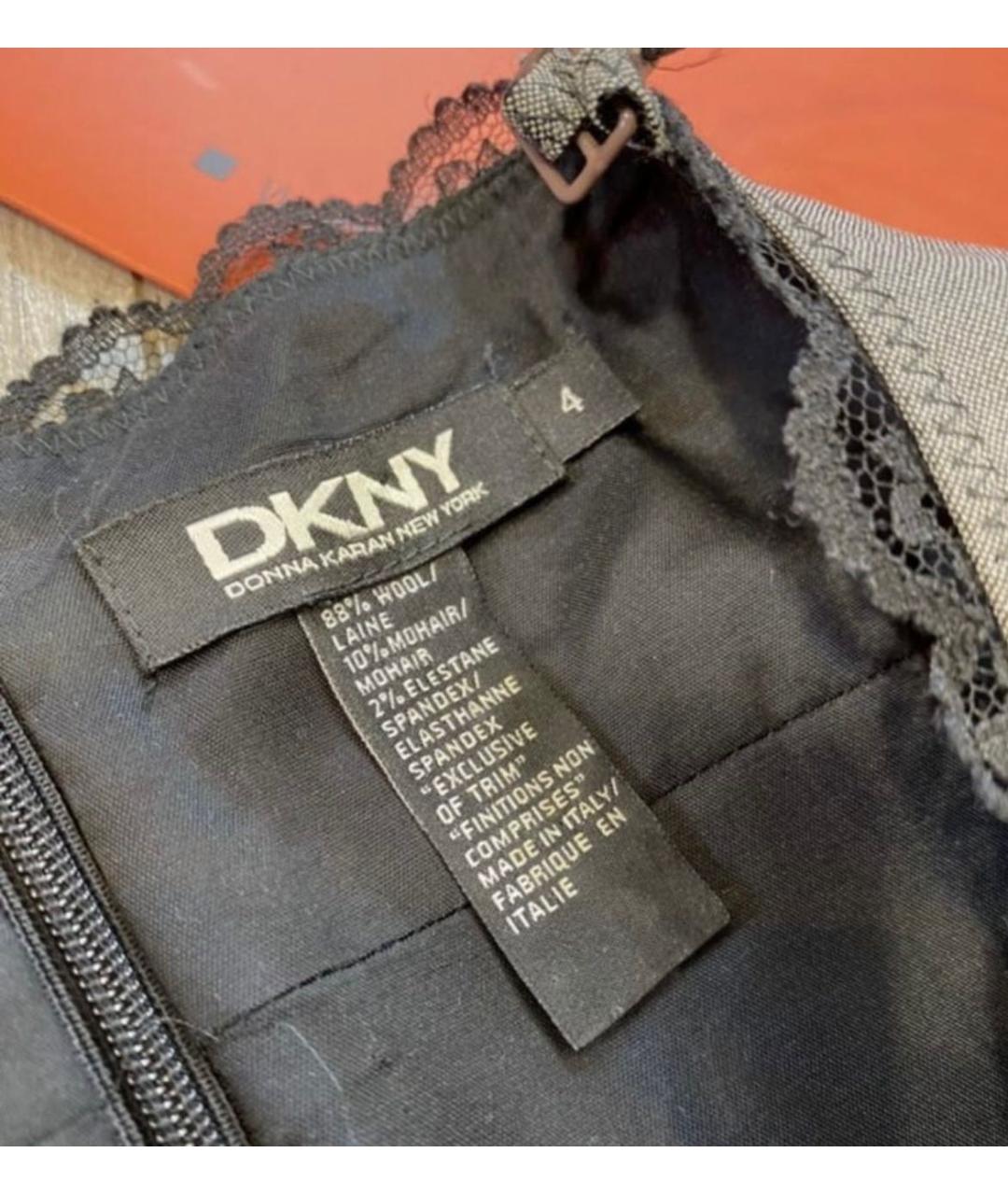 DKNY Серое шерстяное коктейльное платье, фото 5