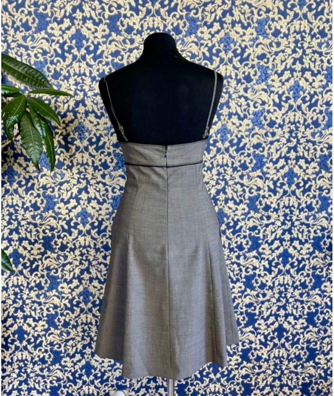 DKNY Серое шерстяное коктейльное платье, фото 3