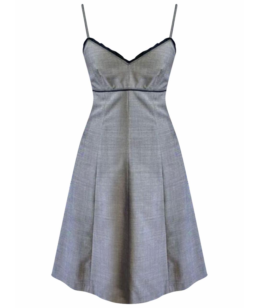 DKNY Серое шерстяное коктейльное платье, фото 1