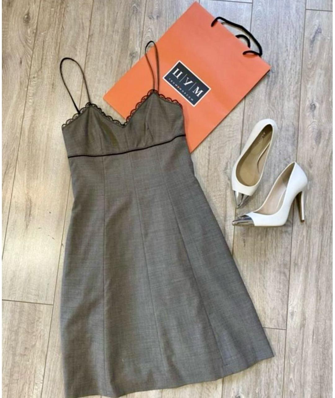 DKNY Серое шерстяное коктейльное платье, фото 6