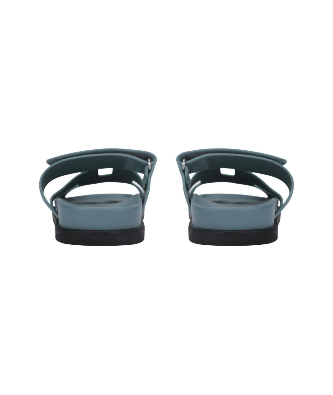 HERMES Синие замшевые сандалии, фото 4