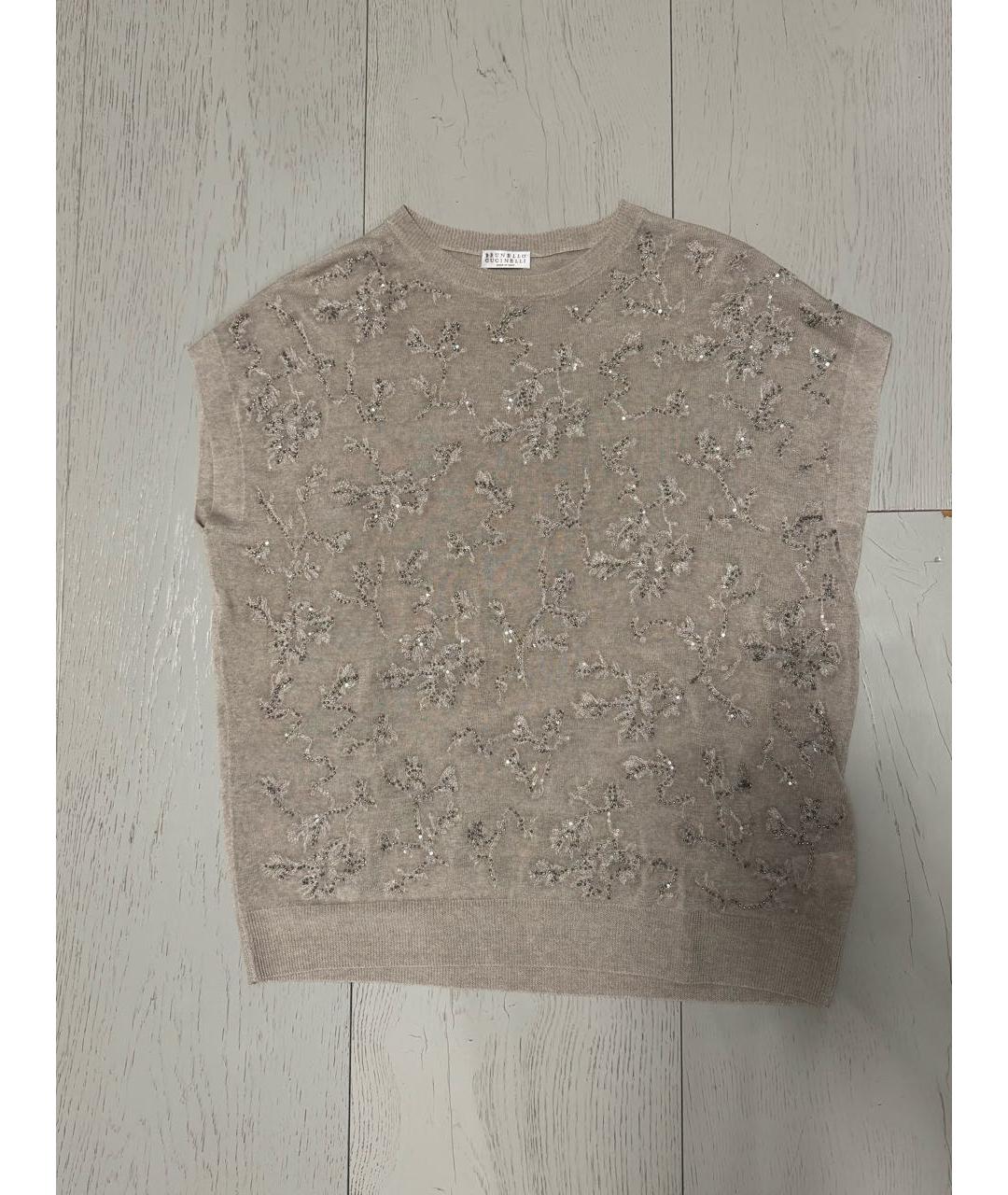 BRUNELLO CUCINELLI Бежевый кашемировый джемпер / свитер, фото 6