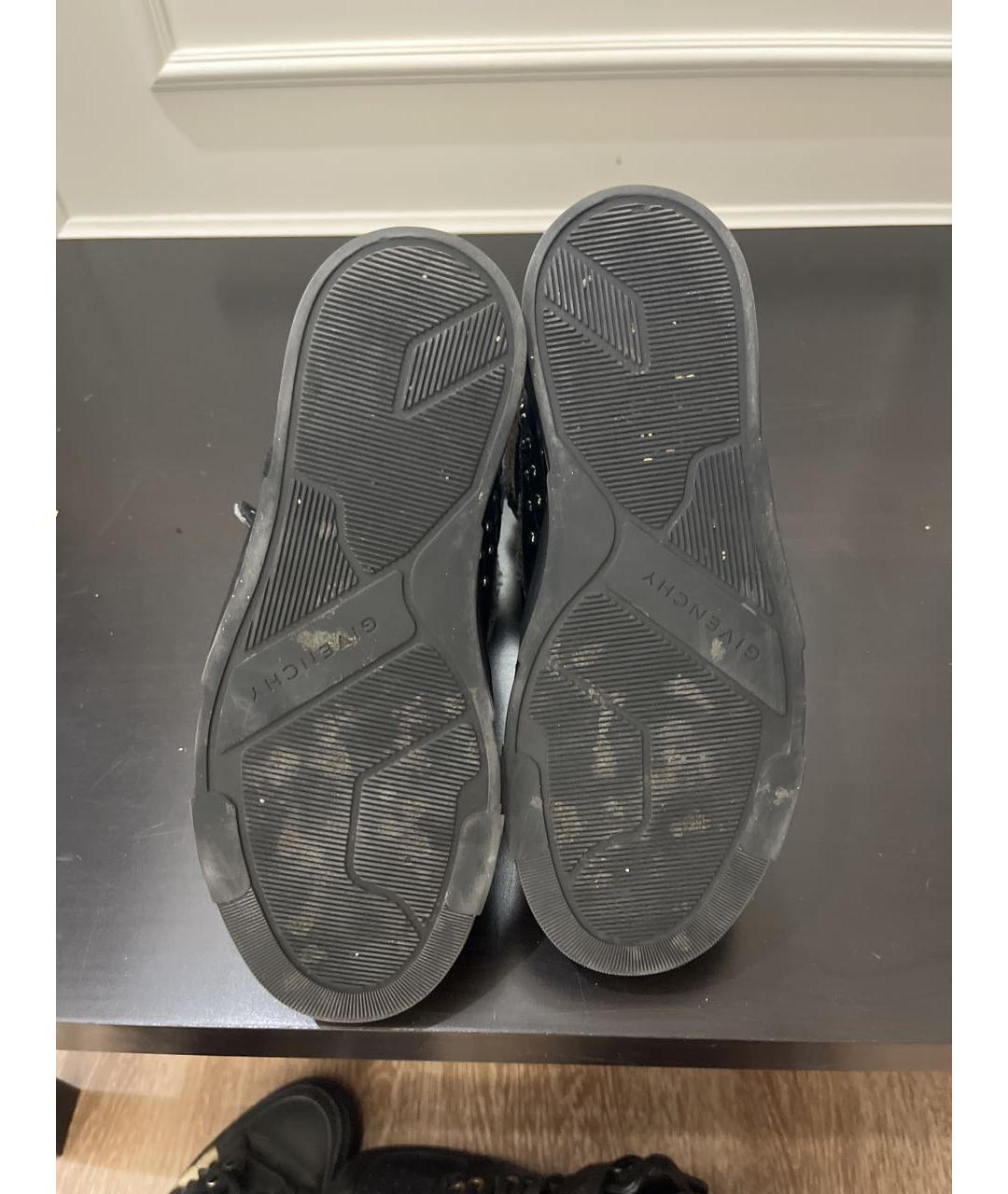 GIVENCHY Черные кожаные высокие кроссовки / кеды, фото 4