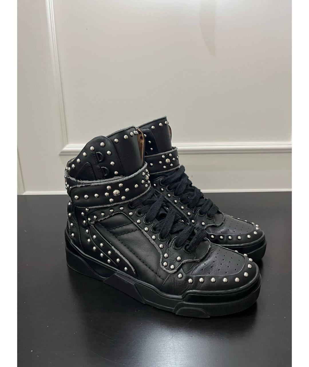 GIVENCHY Черные кожаные высокие кроссовки / кеды, фото 6