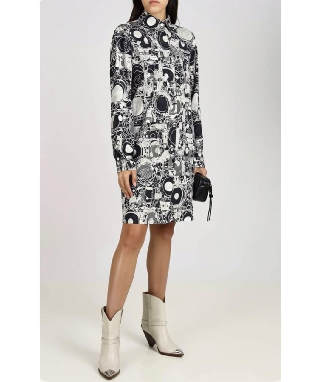 CHANEL Белое шелковое повседневное платье, фото 5