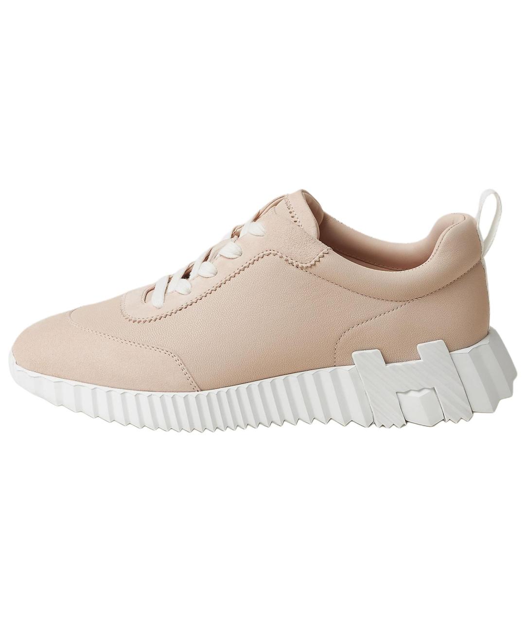 HERMES Розовые кожаные кроссовки, фото 2