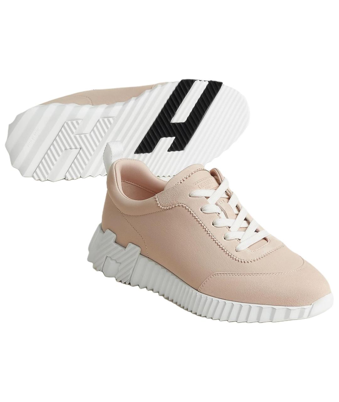 HERMES Розовые кожаные кроссовки, фото 4