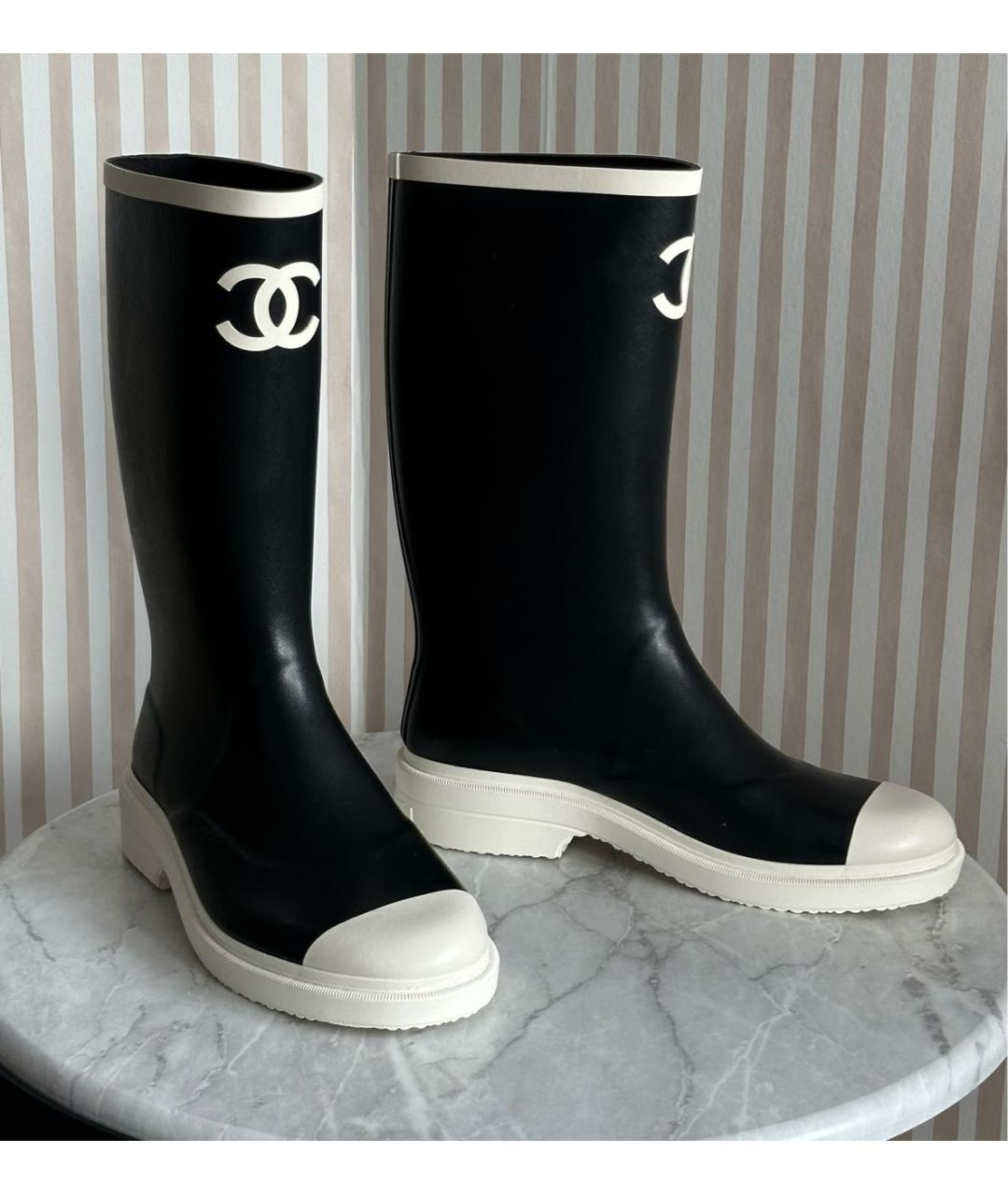 CHANEL Черные резиновые сапоги, фото 6