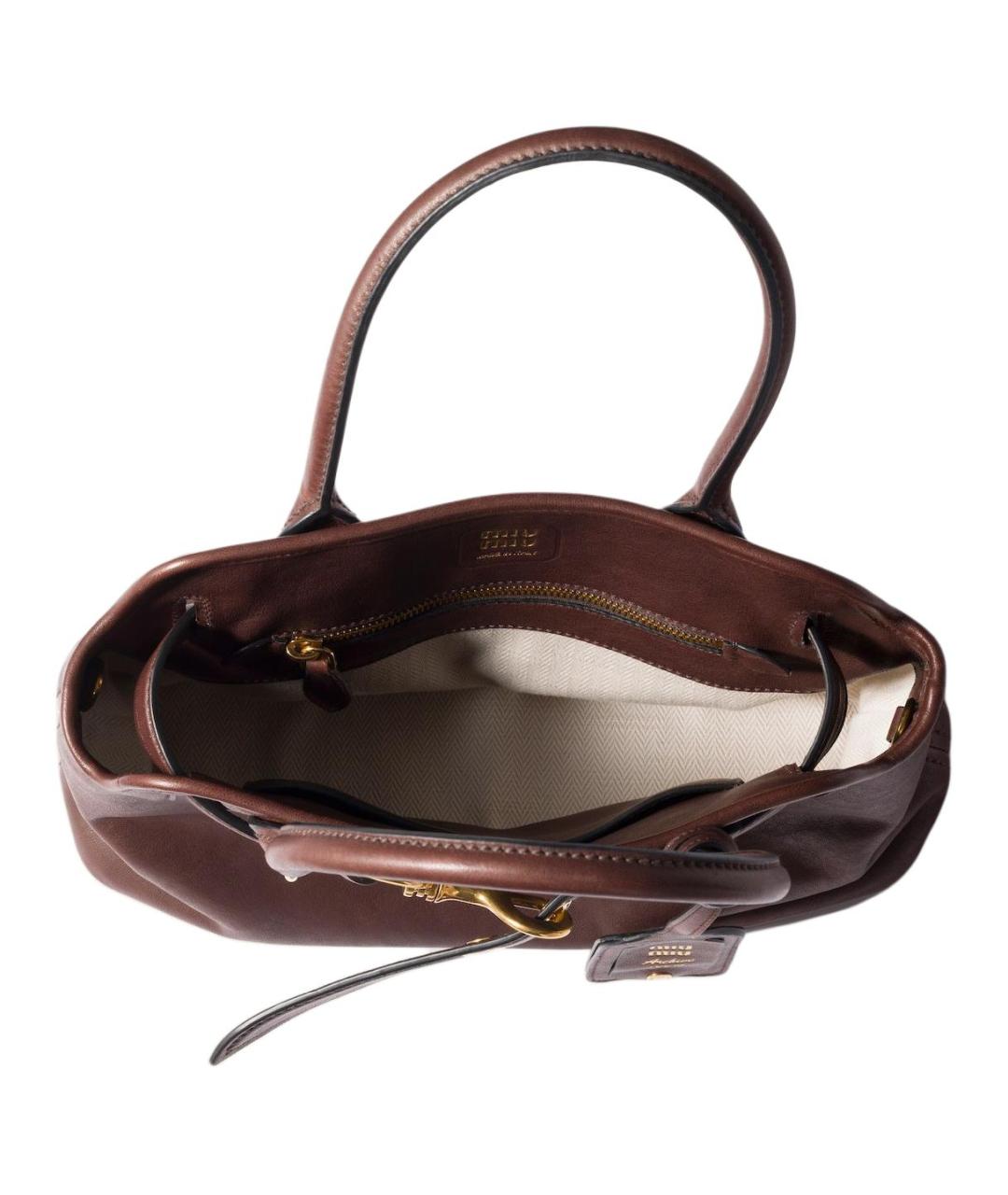 MIU MIU Коричневая кожаная сумка через плечо, фото 4