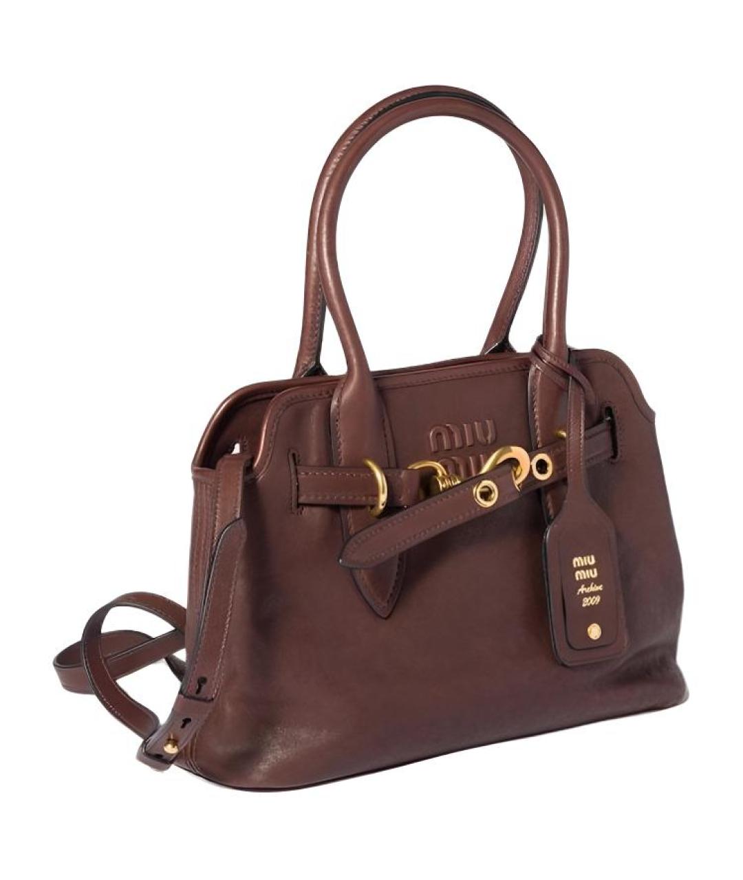 MIU MIU Коричневая кожаная сумка через плечо, фото 2