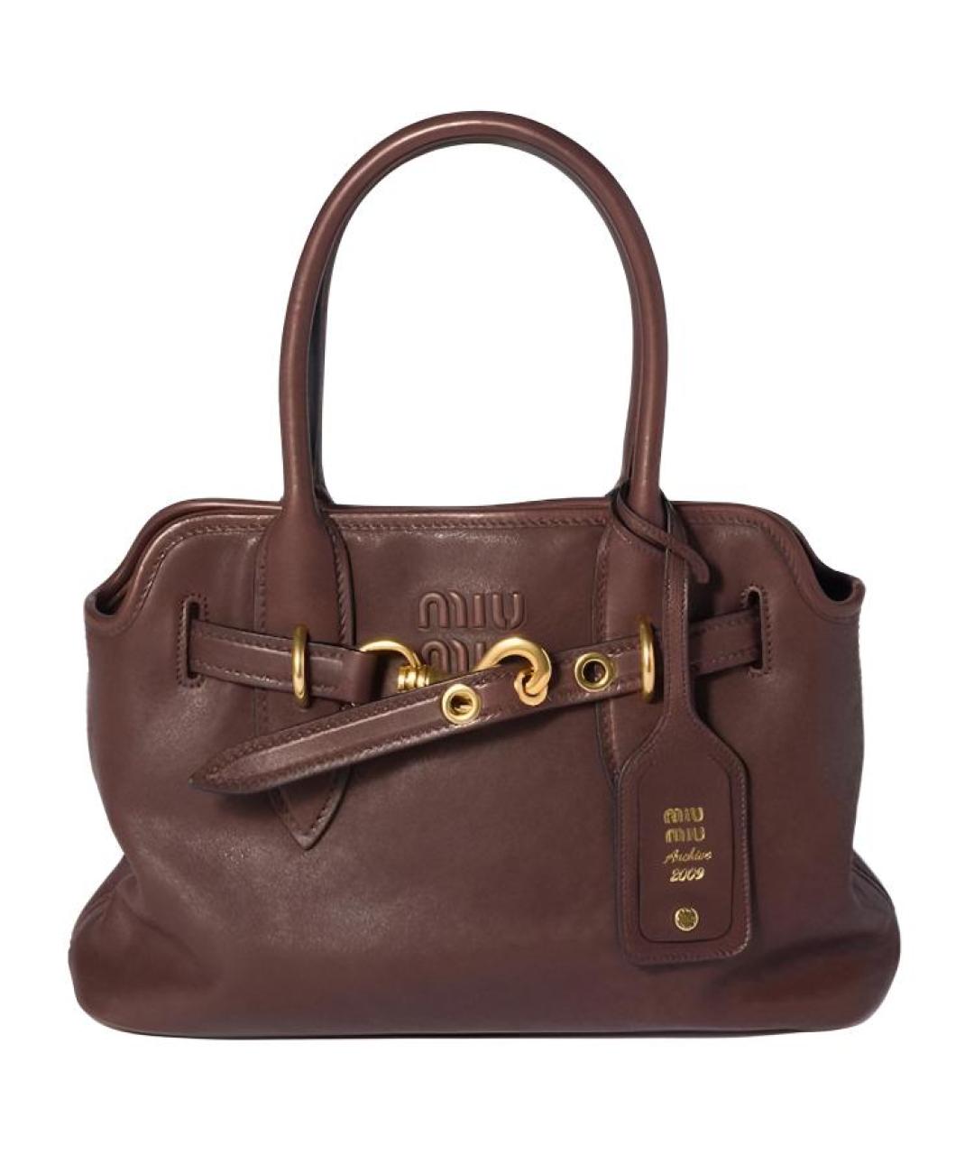 MIU MIU Коричневая кожаная сумка через плечо, фото 1