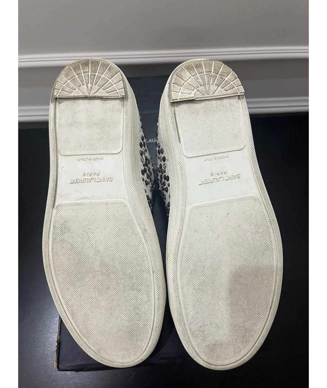 SAINT LAURENT Белые кожаные низкие кроссовки / кеды, фото 5