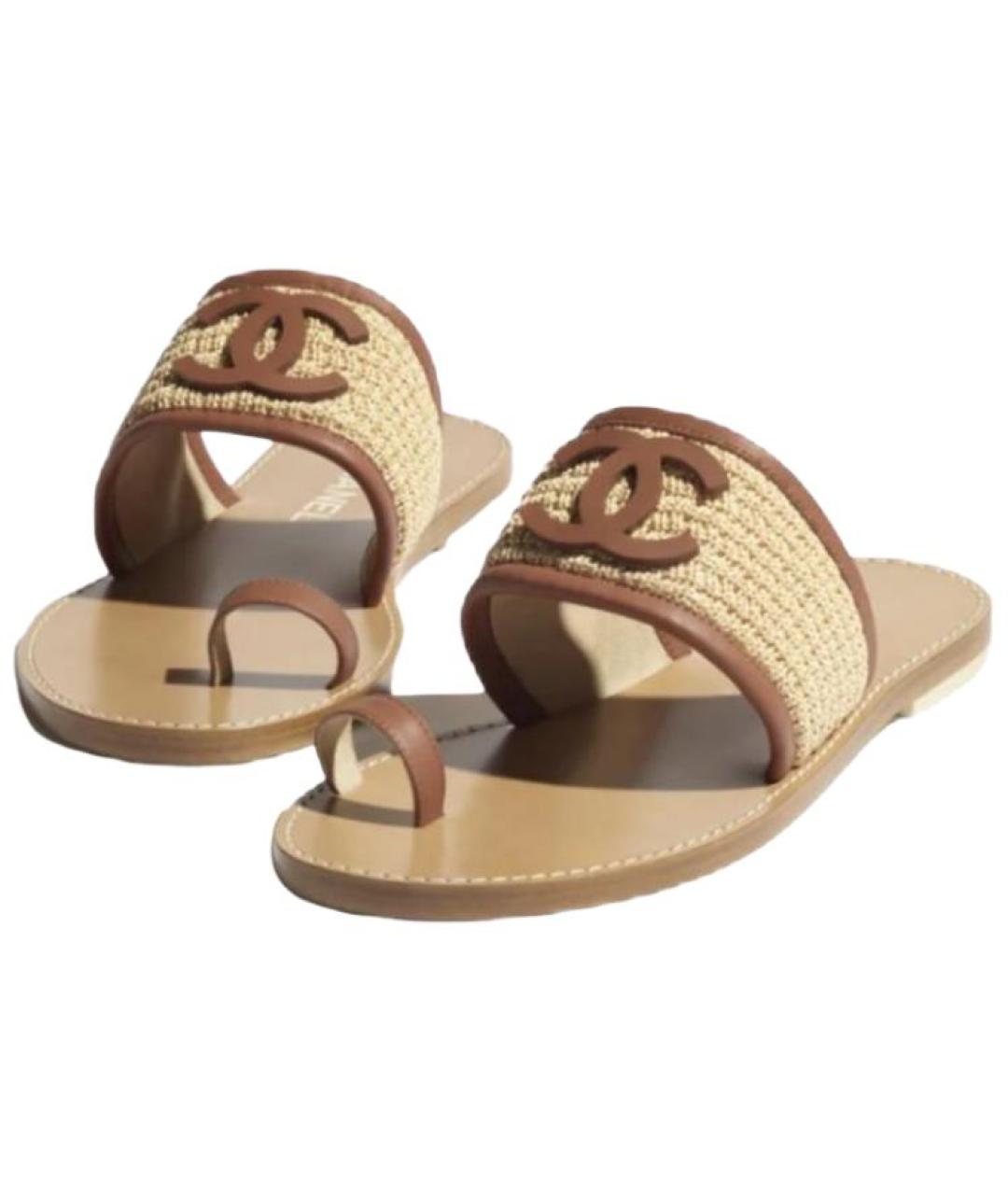 CHANEL Бежевые сандалии, фото 4
