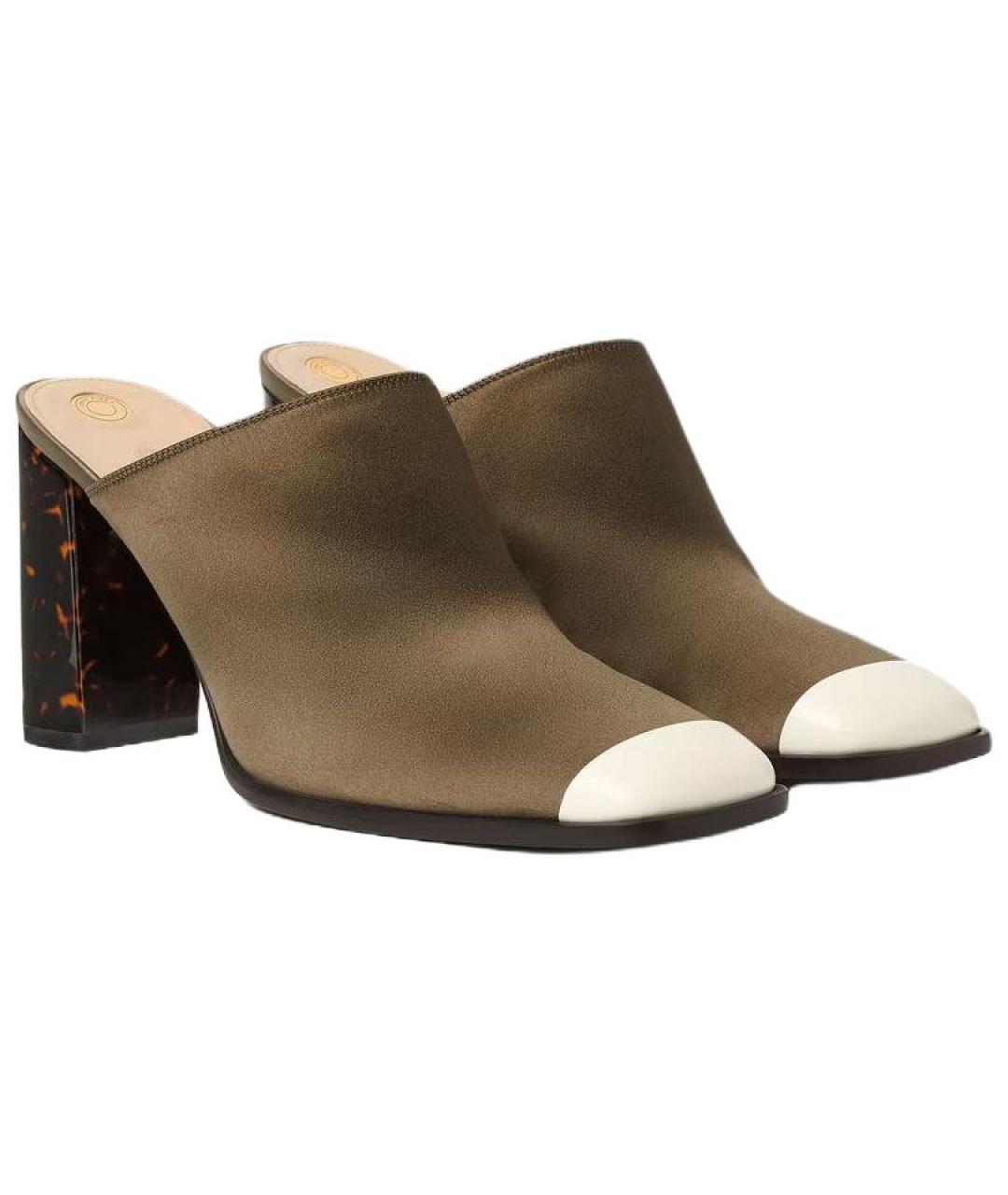 LORO PIANA Зеленые кожаные мюли, фото 3