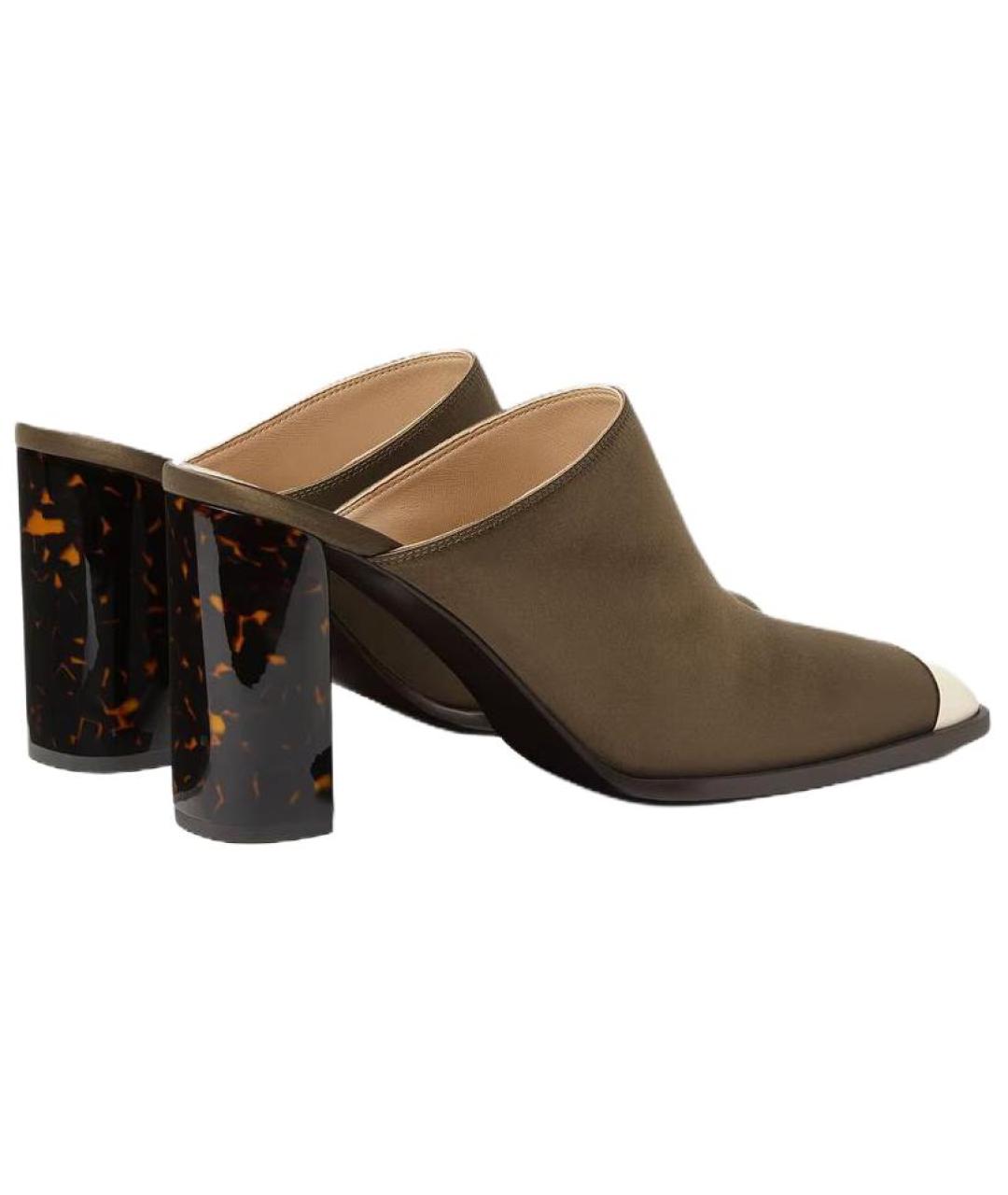 LORO PIANA Зеленые кожаные мюли, фото 4