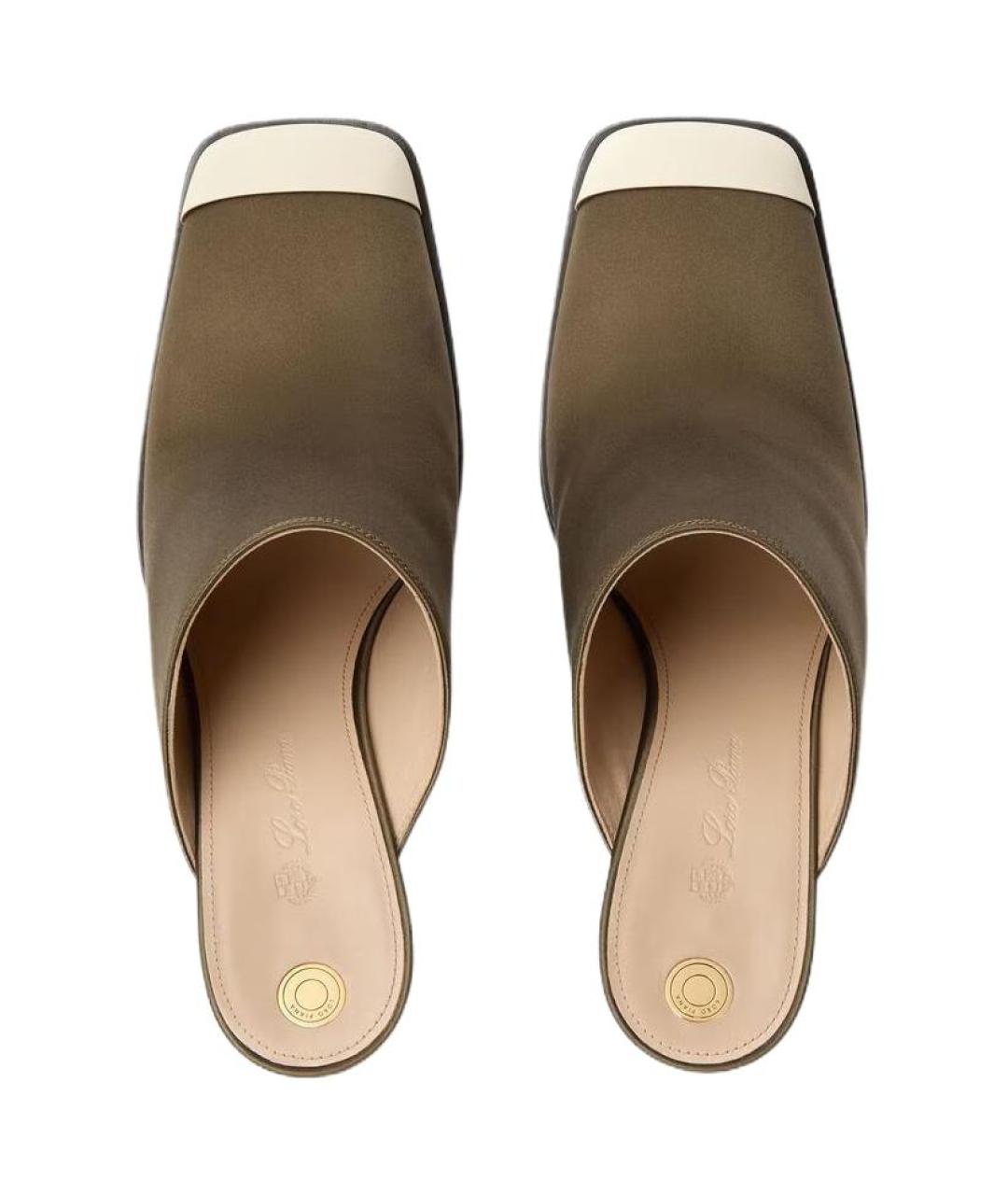 LORO PIANA Зеленые кожаные мюли, фото 5