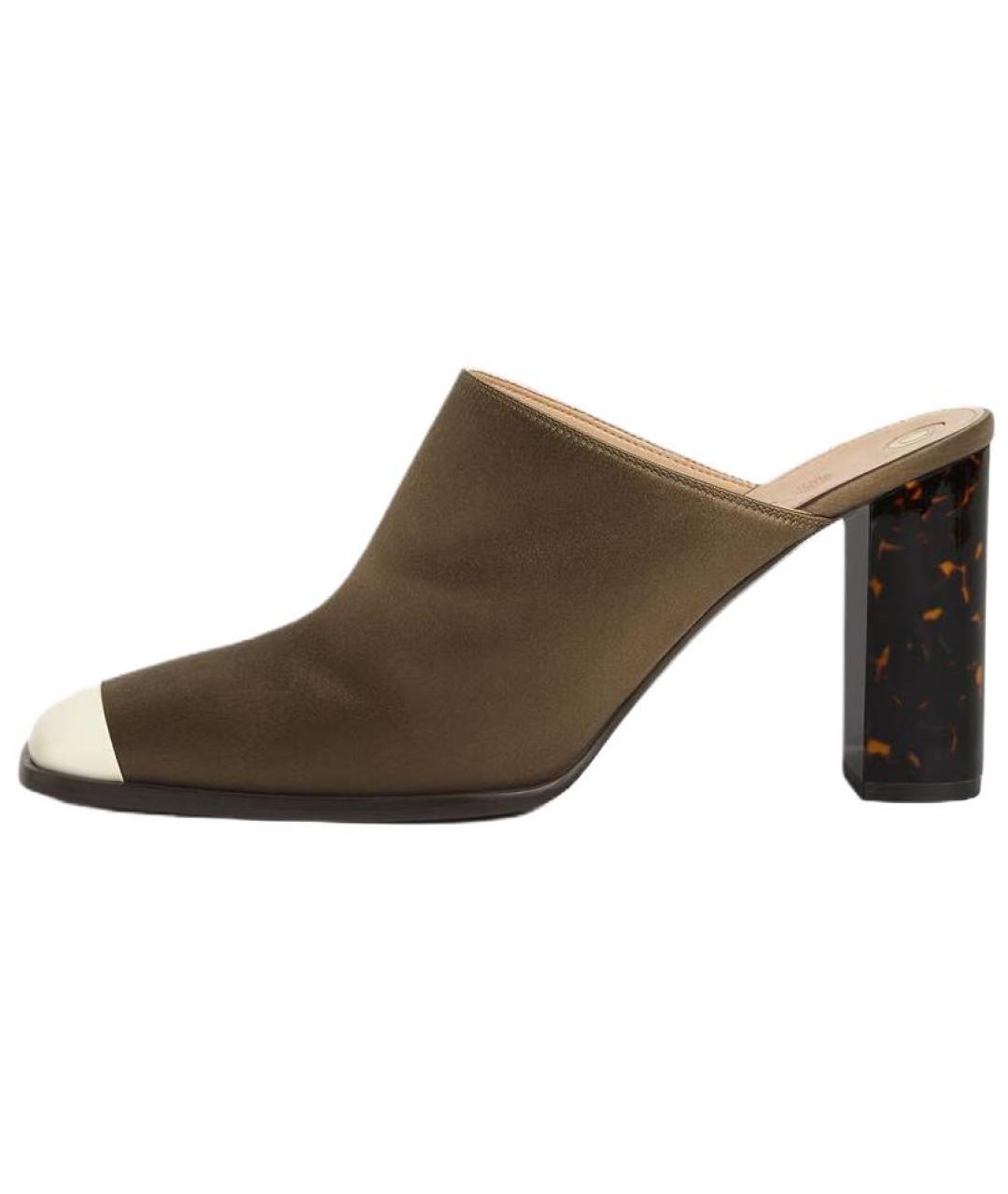 LORO PIANA Зеленые кожаные мюли, фото 2