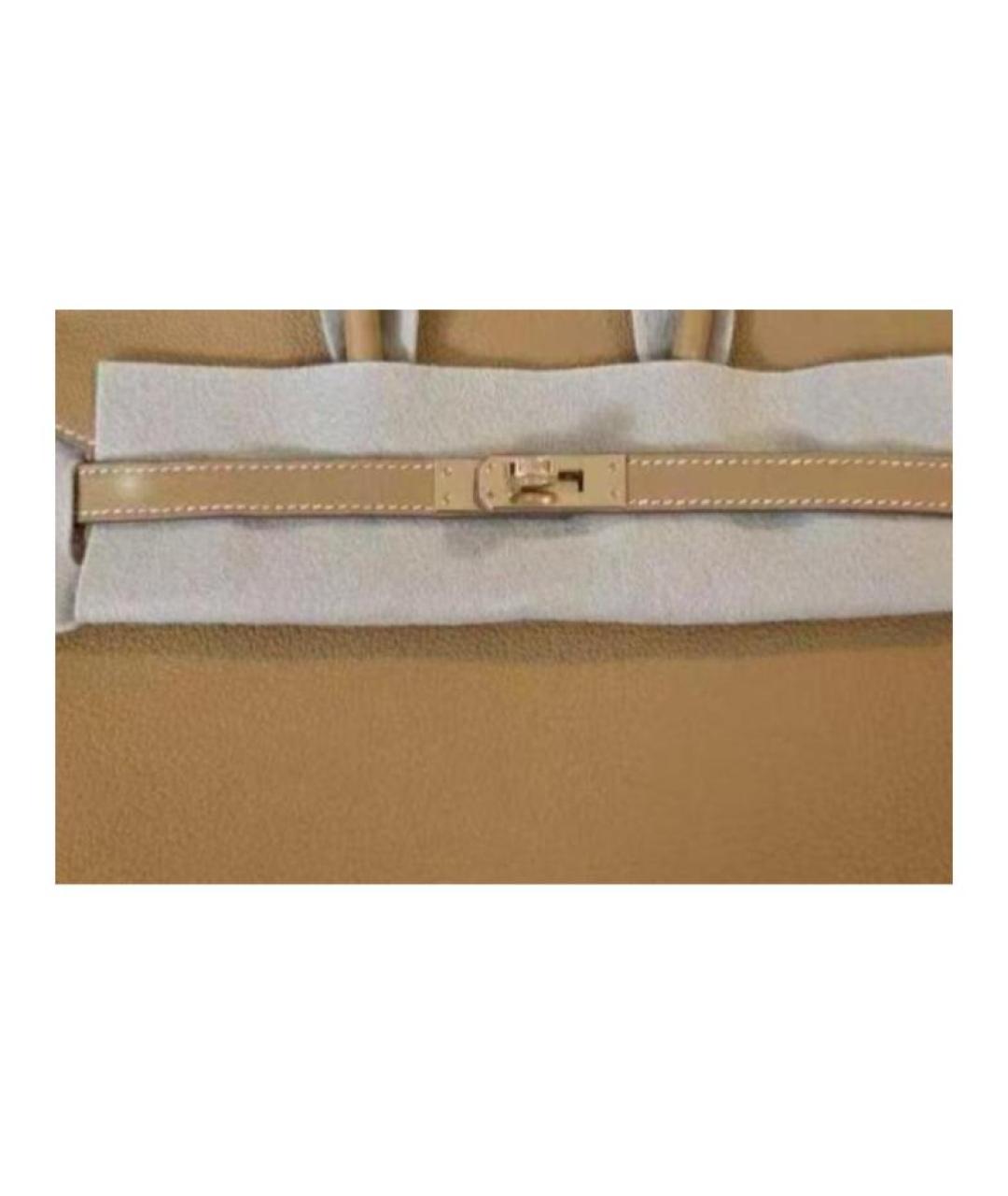 HERMES Коричневая кожаная сумка с короткими ручками, фото 4