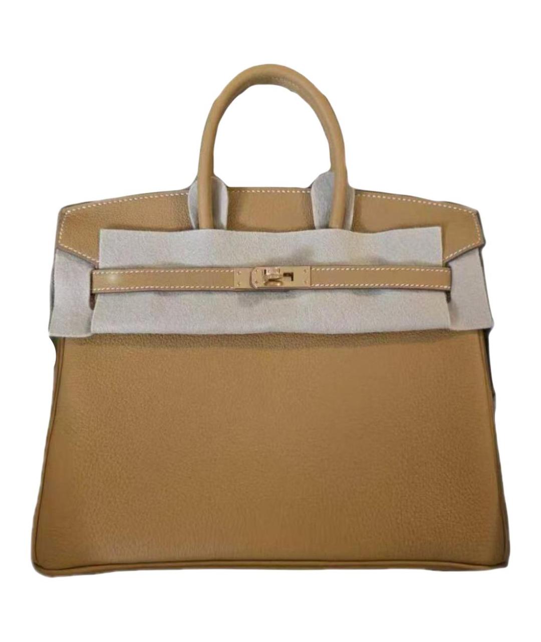 HERMES Коричневая кожаная сумка с короткими ручками, фото 1