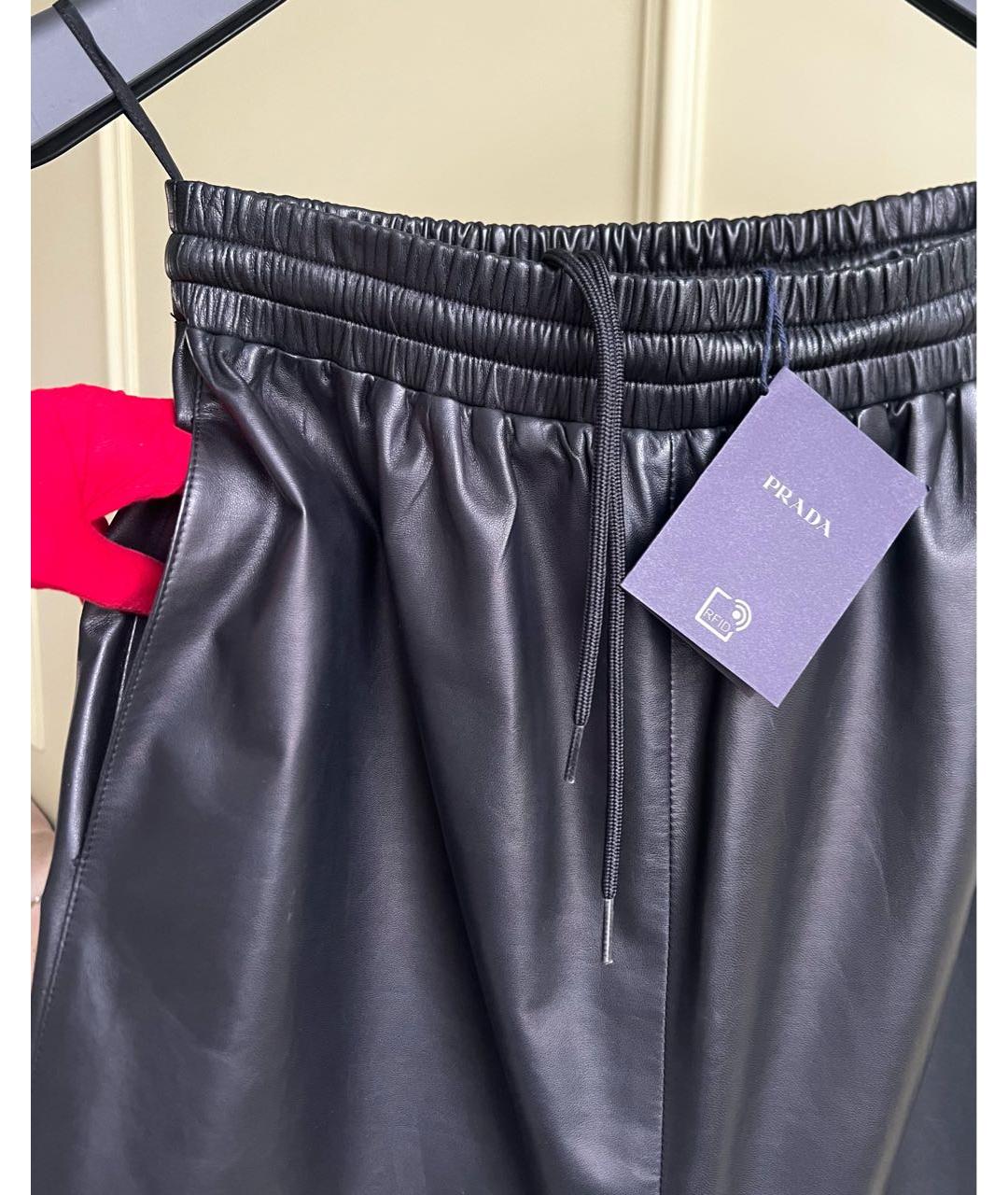 PRADA Черная кожаная юбка мини, фото 6