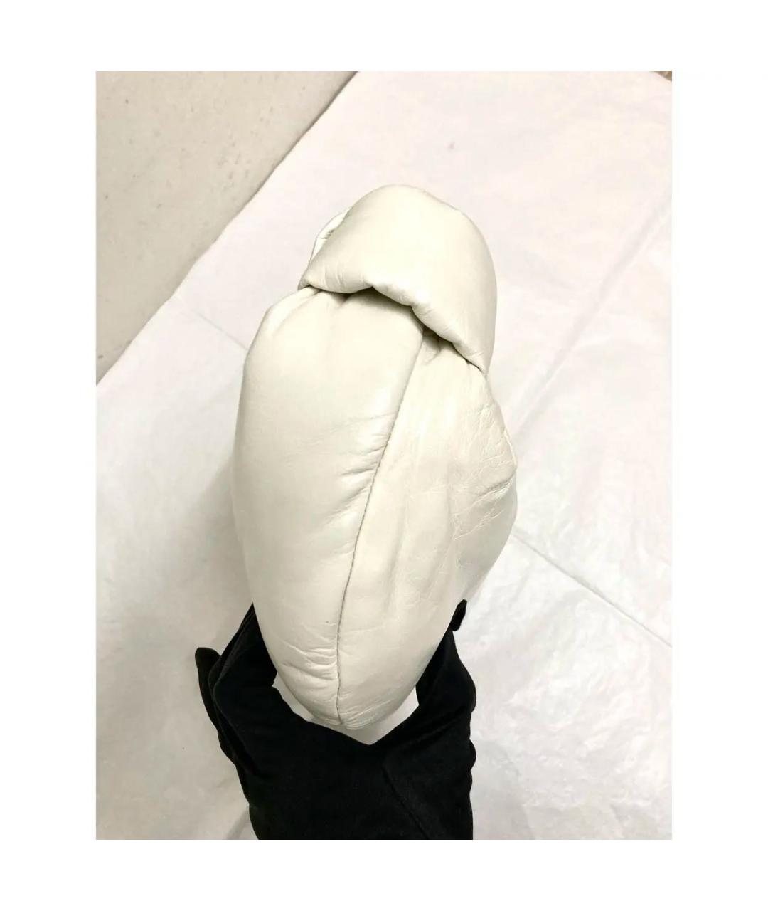 BOTTEGA VENETA Белая кожаная сумка с короткими ручками, фото 2