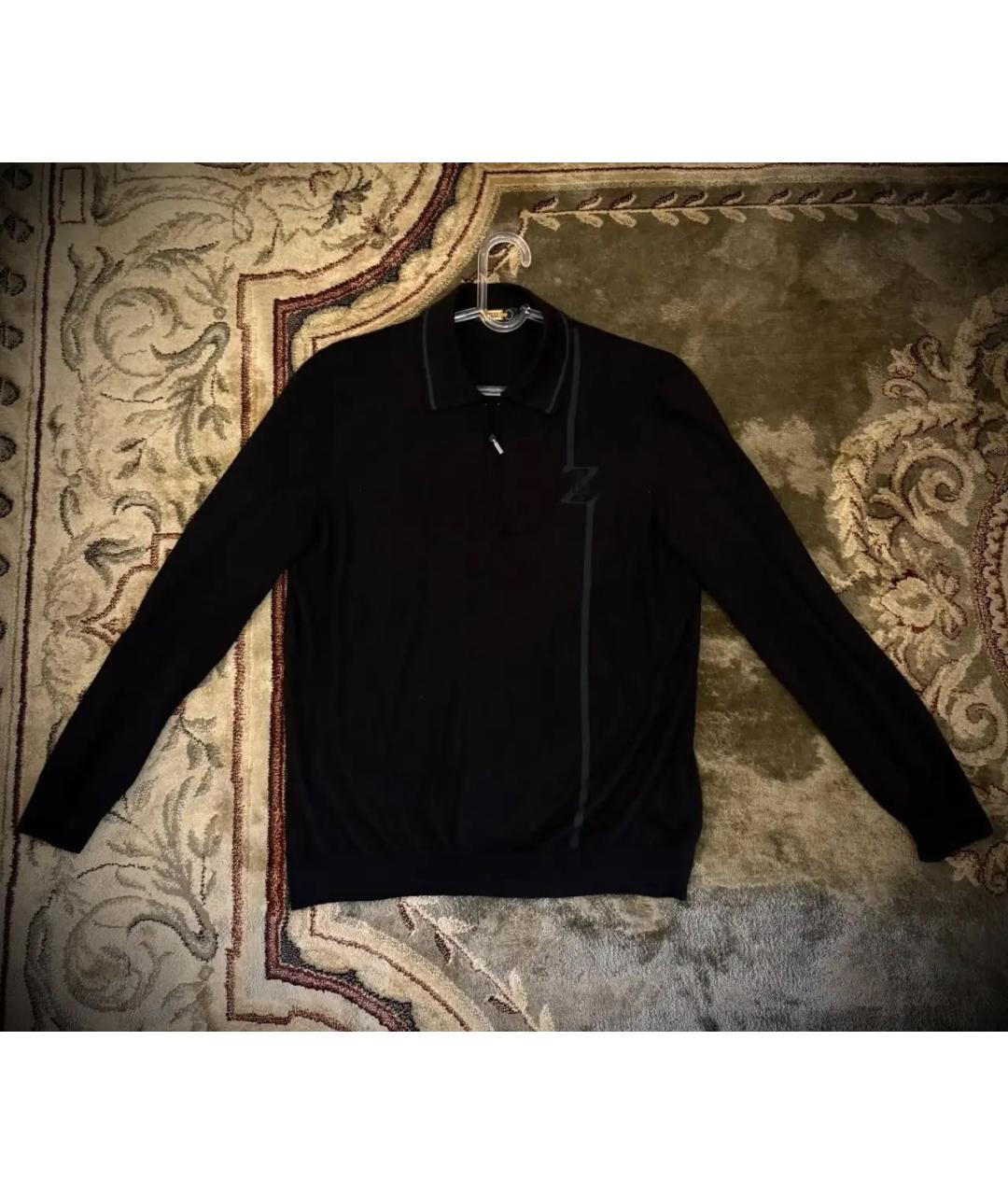 ZILLI Темно-синее поло с длинным рукавом, фото 3