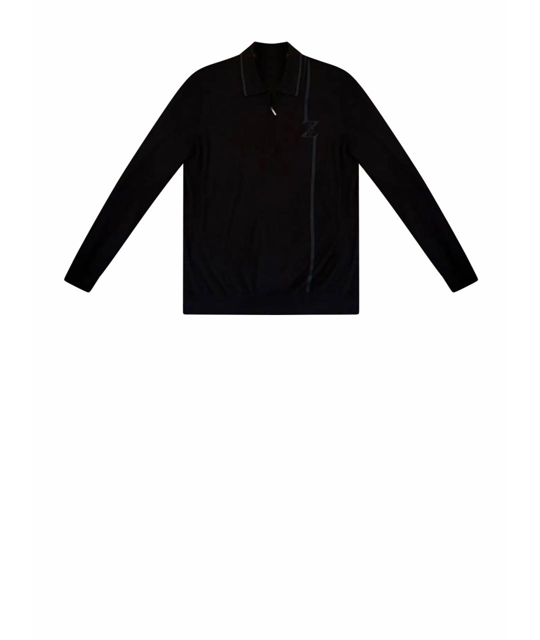 ZILLI Темно-синее поло с длинным рукавом, фото 1