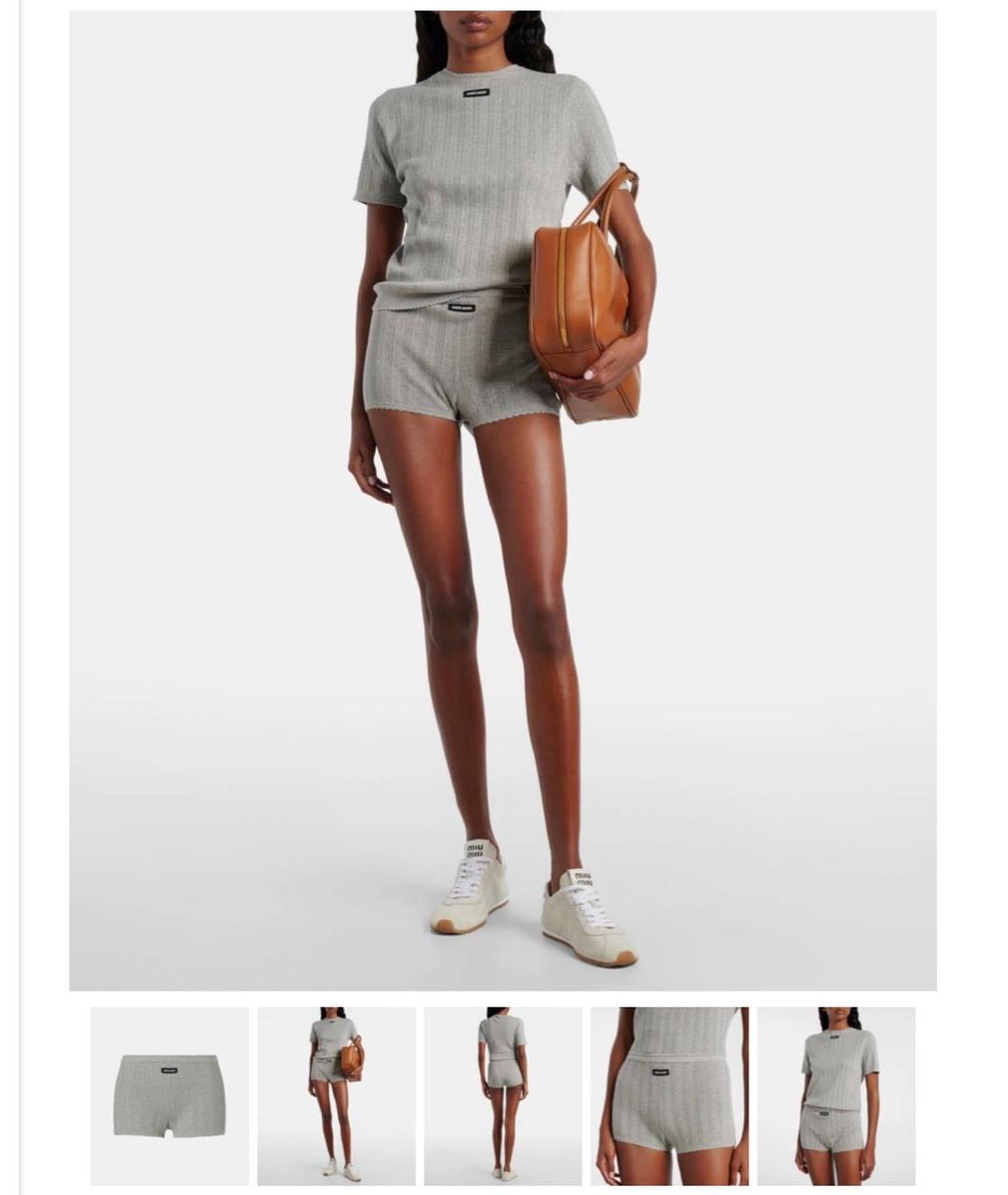 MIU MIU Серые хлопковые шорты, фото 4