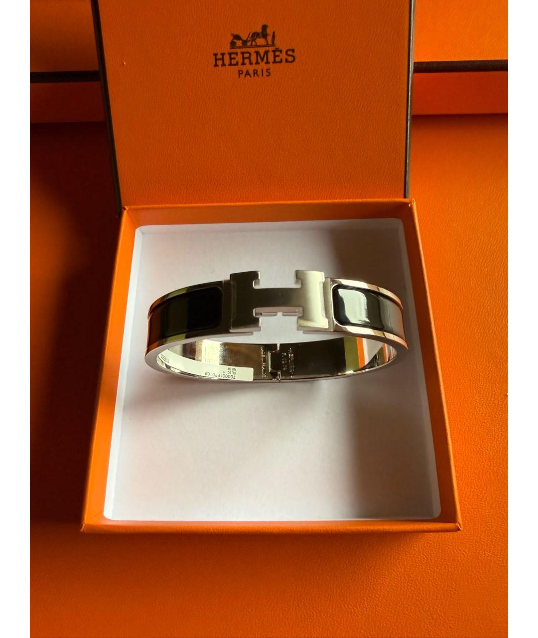 HERMES Черный металлический браслет, фото 3