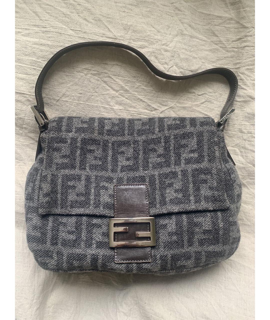 FENDI Серая шерстяная сумка через плечо, фото 8