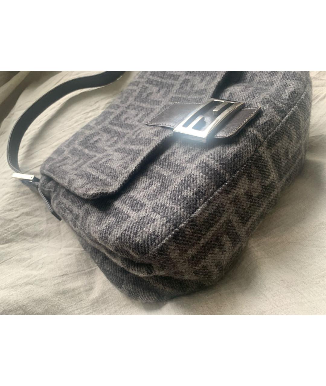 FENDI Серая шерстяная сумка через плечо, фото 3