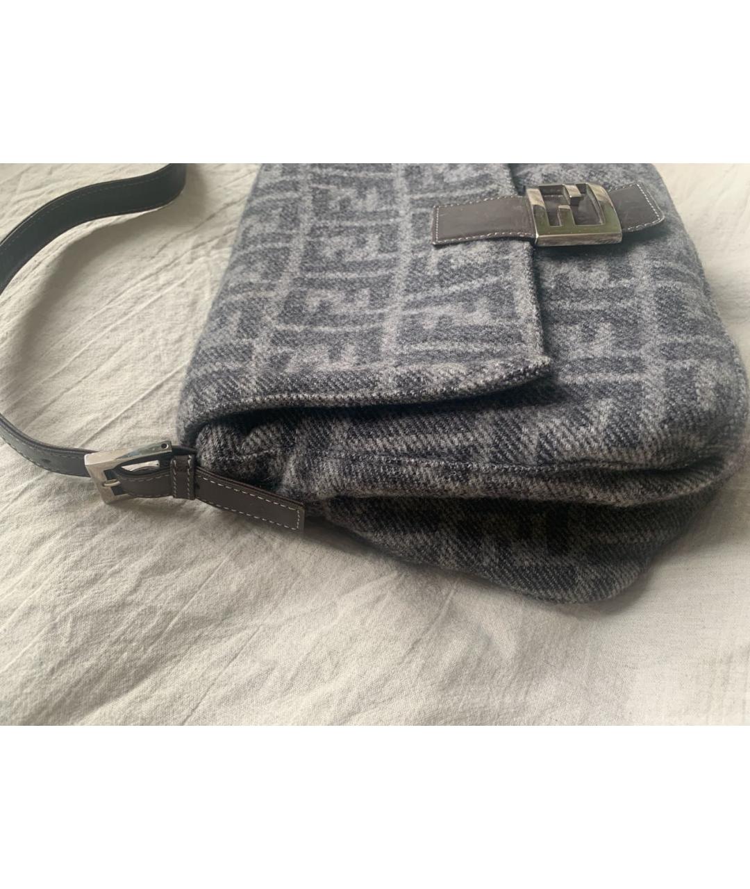 FENDI Серая шерстяная сумка через плечо, фото 5