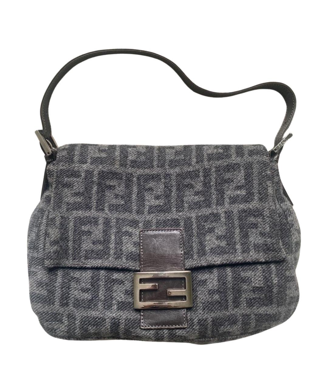 FENDI Серая шерстяная сумка через плечо, фото 1