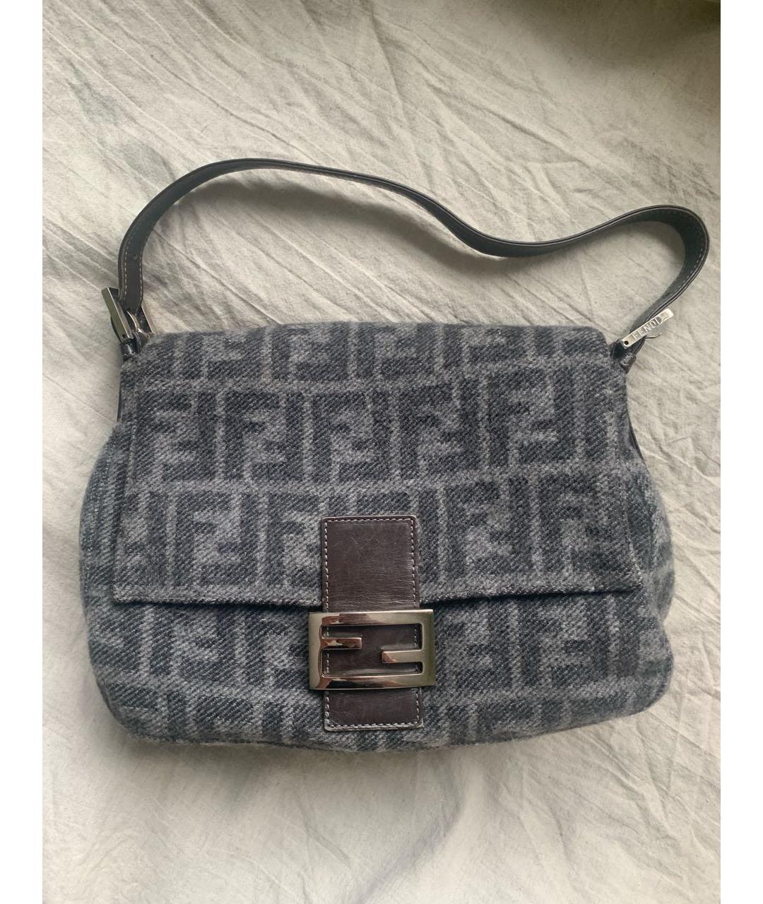 FENDI Серая шерстяная сумка через плечо, фото 4