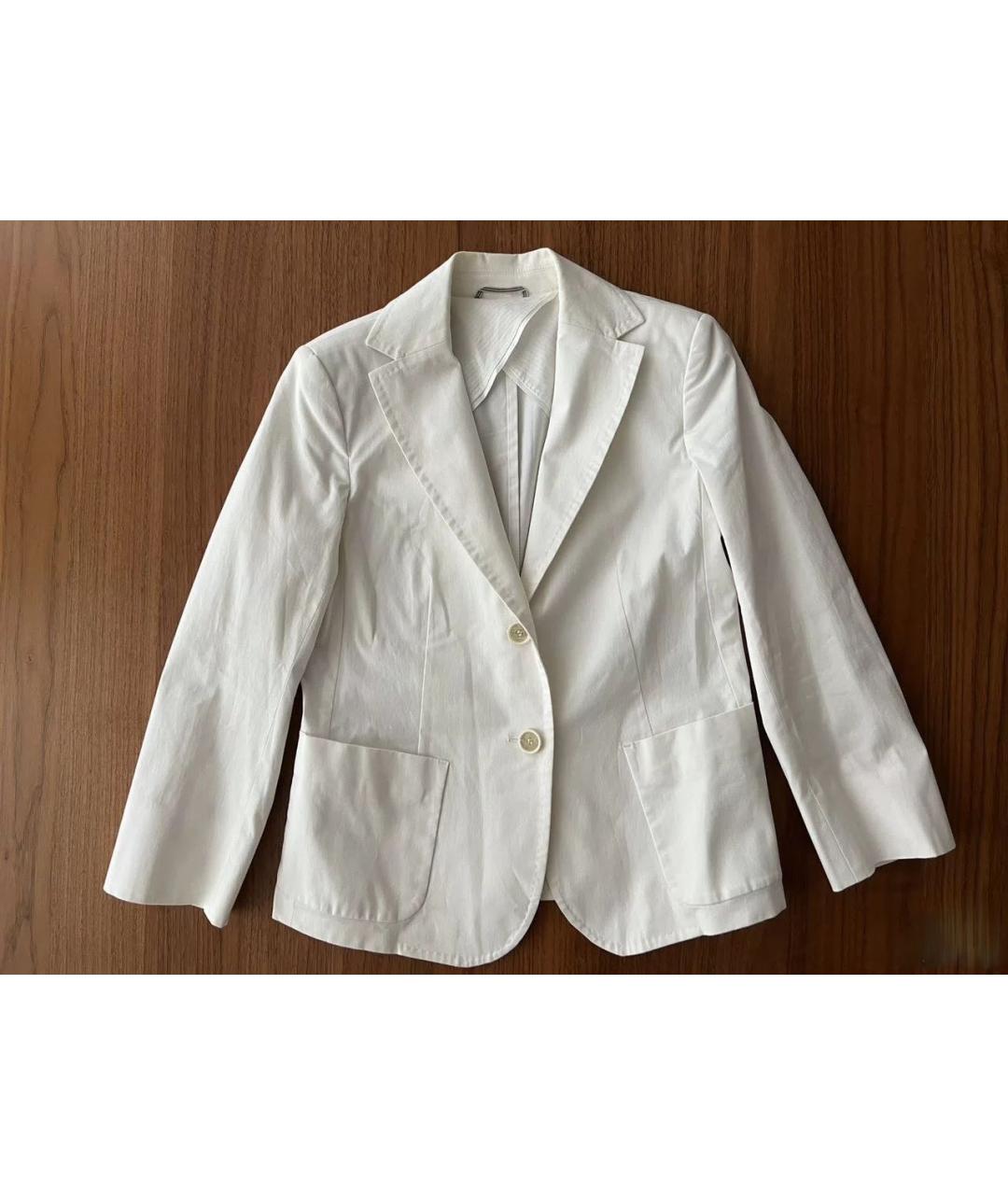WEEKEND MAX MARA Белый хлопко-эластановый жакет/пиджак, фото 5