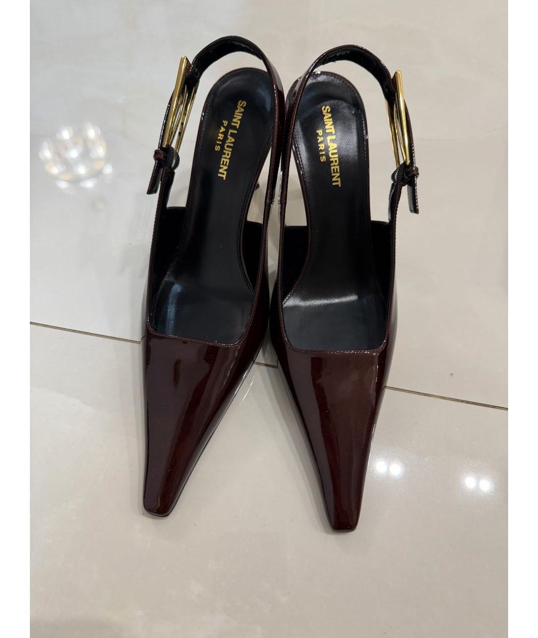 SAINT LAURENT Бордовые туфли из лакированной кожи, фото 2