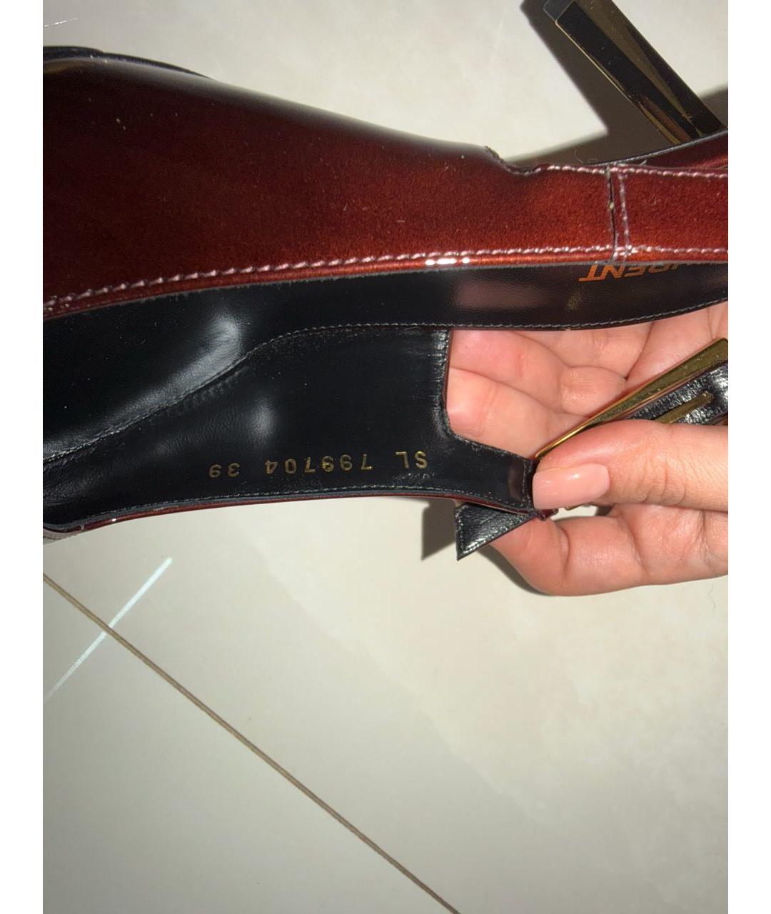 SAINT LAURENT Бордовые туфли из лакированной кожи, фото 6