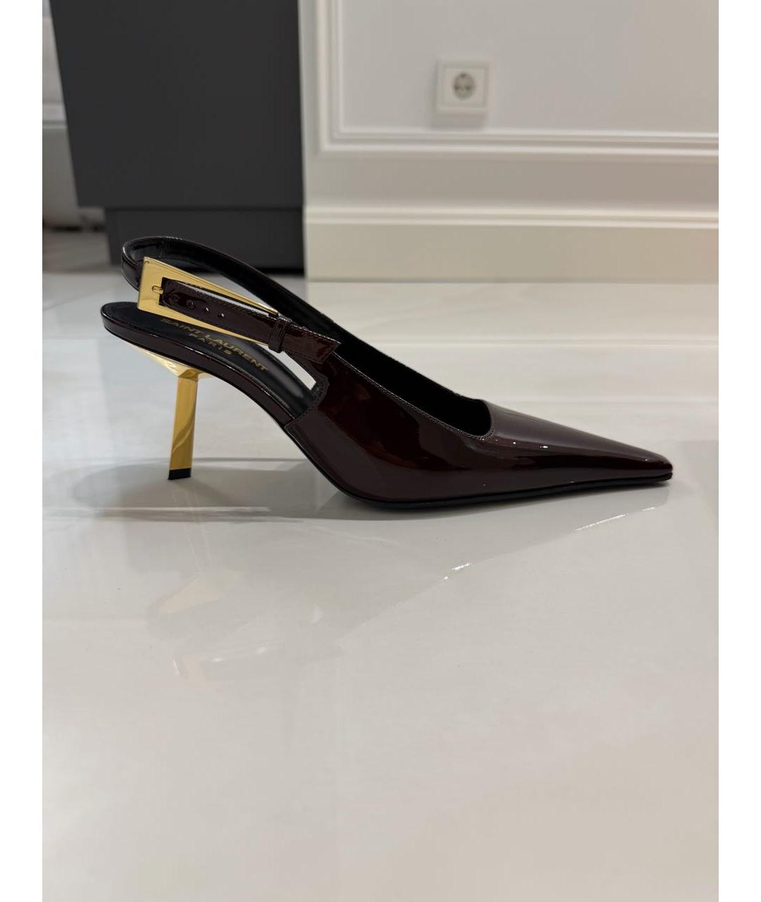 SAINT LAURENT Бордовые туфли из лакированной кожи, фото 9