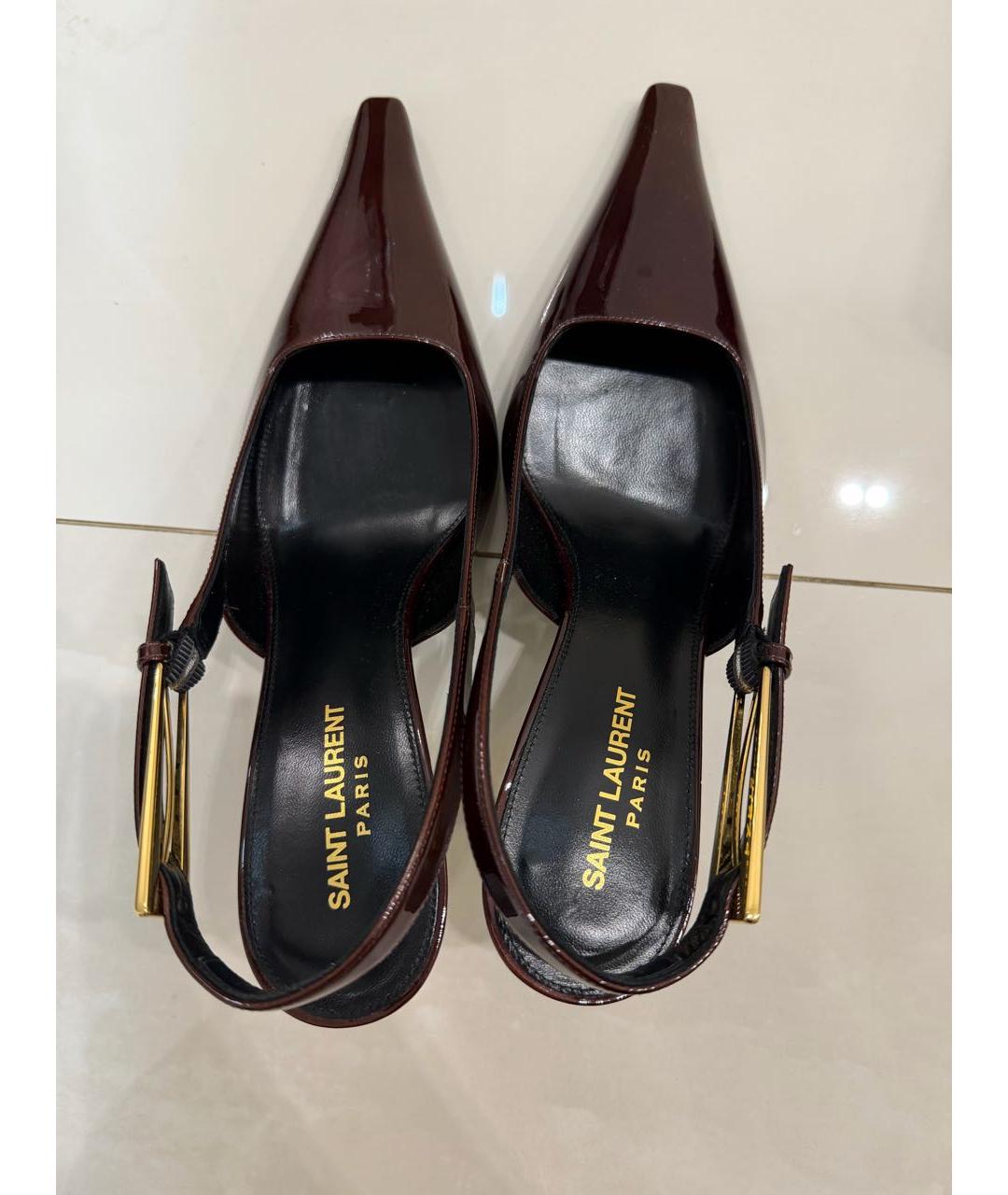 SAINT LAURENT Бордовые туфли из лакированной кожи, фото 3