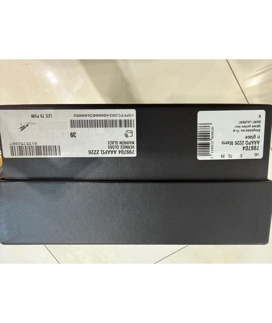 SAINT LAURENT Бордовые туфли из лакированной кожи, фото 7