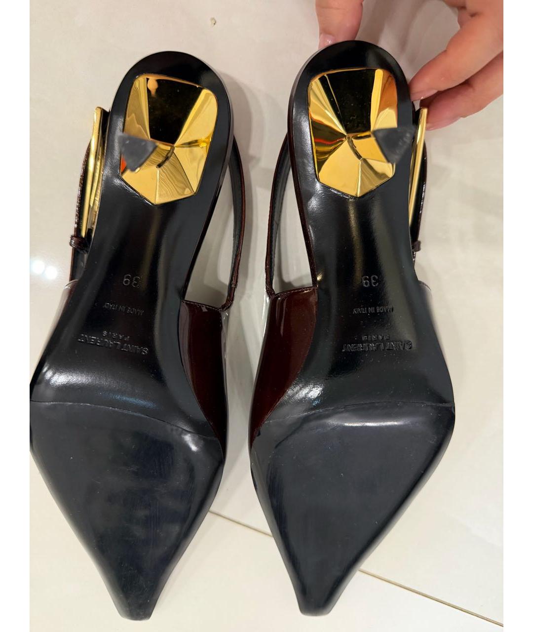 SAINT LAURENT Бордовые туфли из лакированной кожи, фото 5